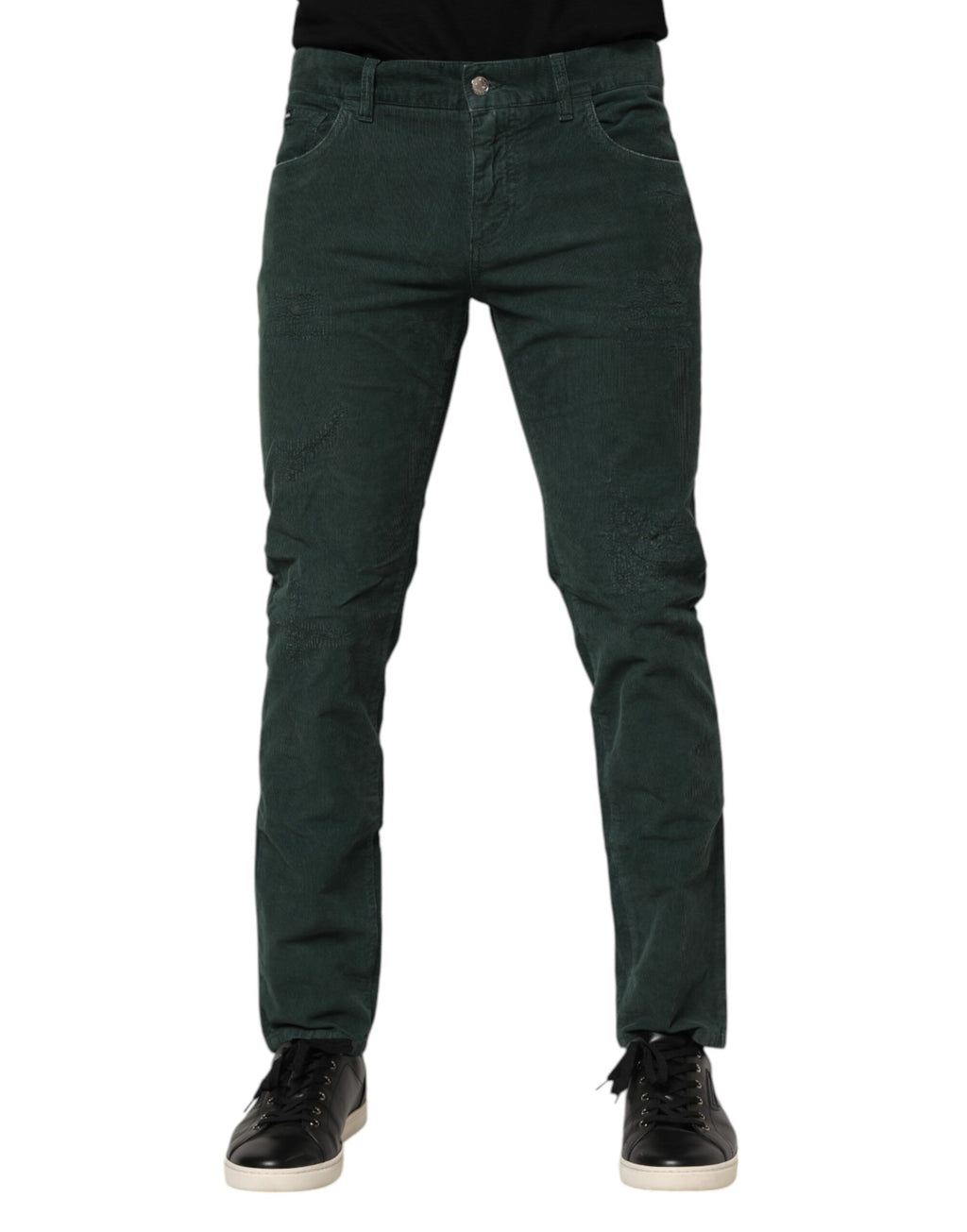Dolce & Gabbana Green Cotton Corduroy Skinny Pants