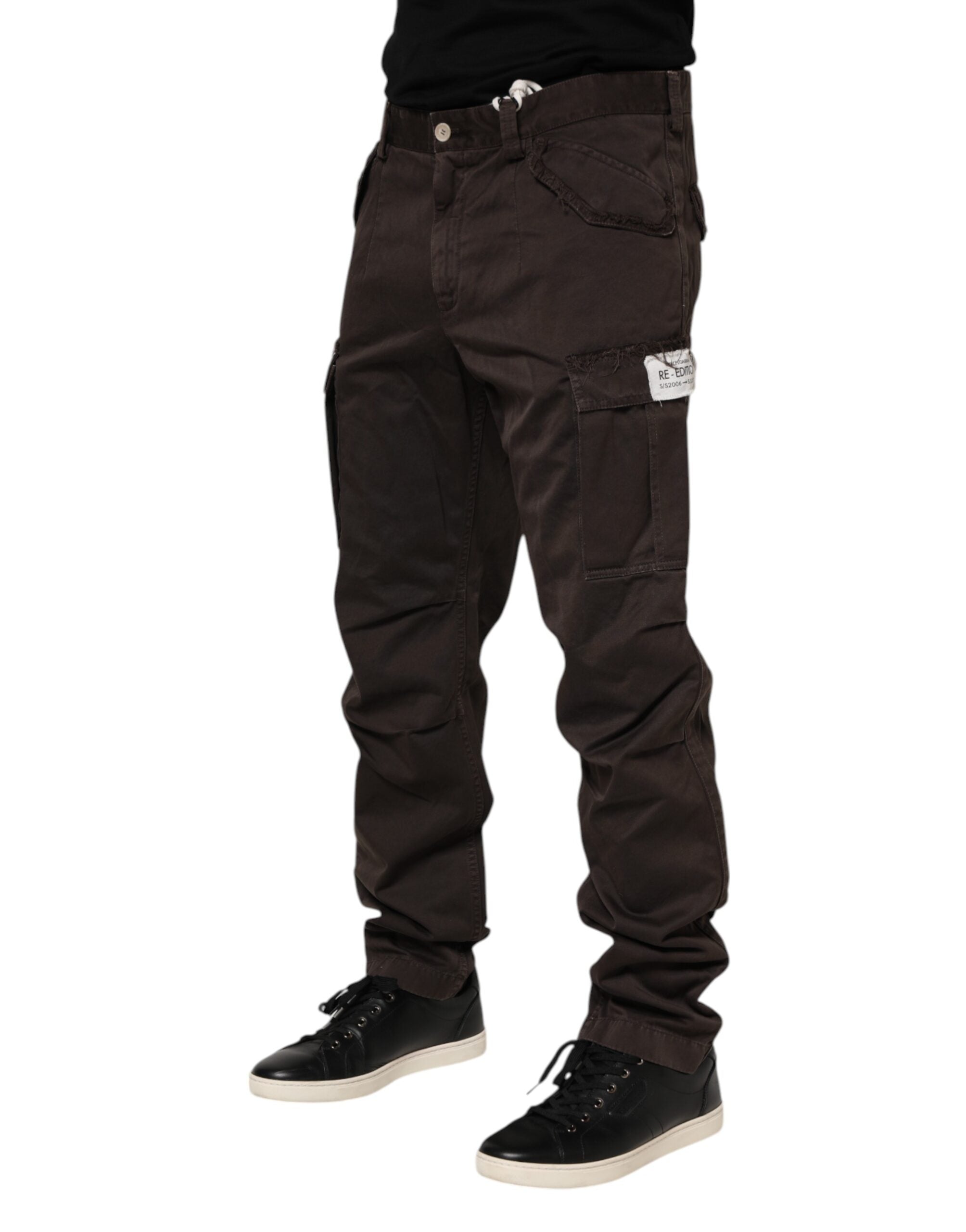 Dolce & Gabbana Brown Cotton Cargo Casual Pants