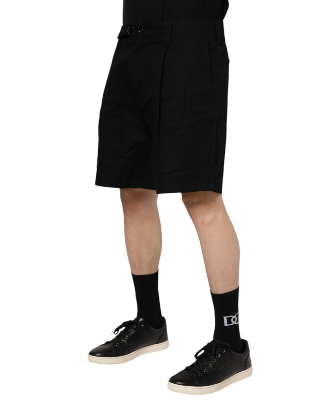 Dolce & Gabbana Black Cotton Knee Length Men Bermuda Shorts