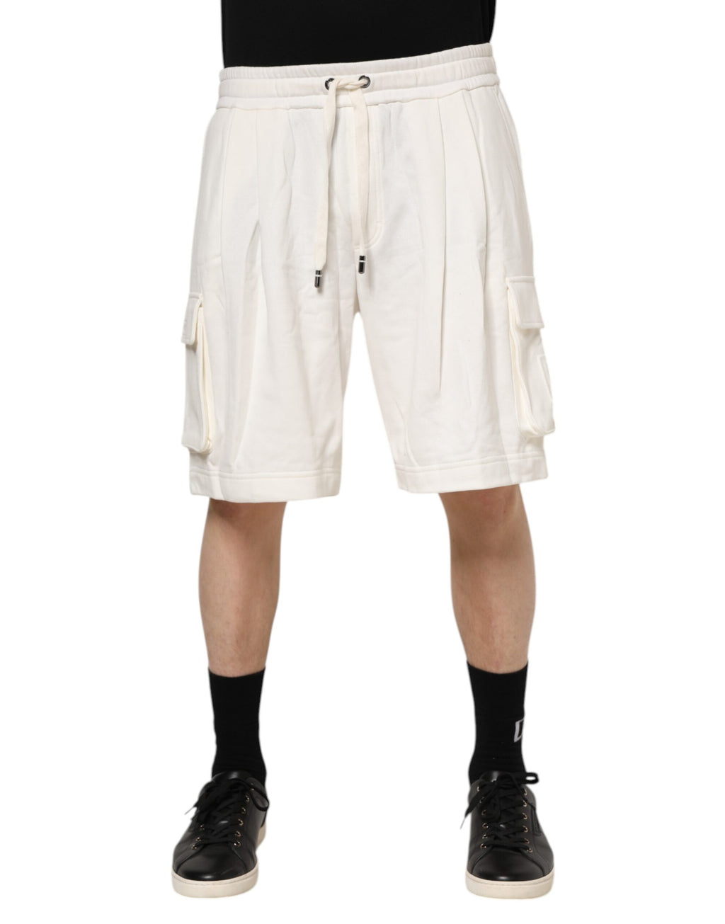 Dolce & Gabbana White Cotton Cargo Bermuda Sweatshorts Shorts