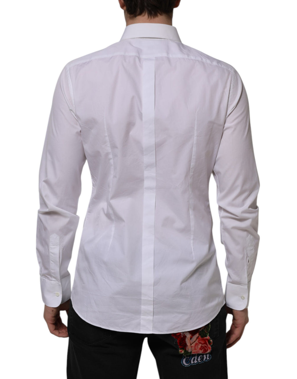 Dolce & Gabbana White Bib Cotton Poplin GOLD Formal Shirt