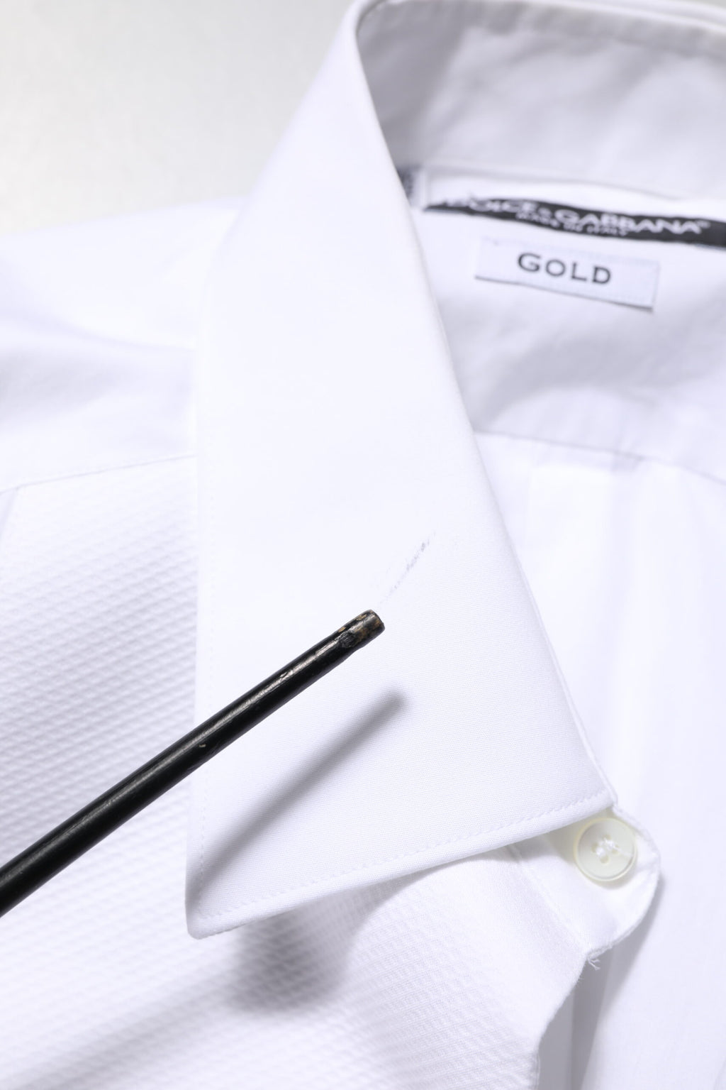 Dolce & Gabbana White Bib Cotton Poplin GOLD Formal Shirt