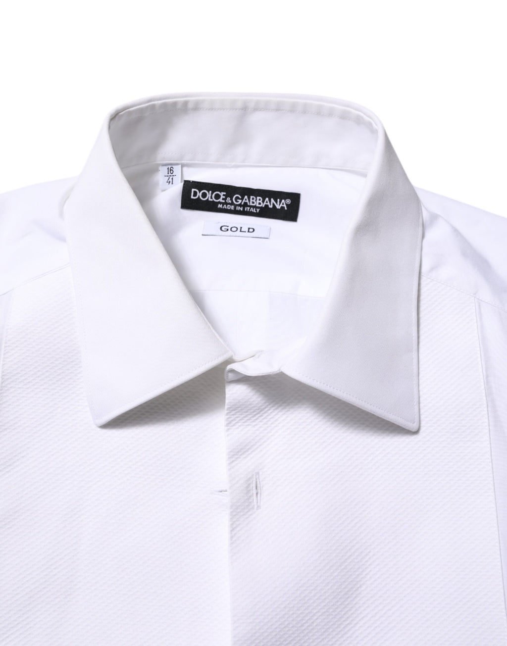 Dolce & Gabbana White Bib Cotton Popline GOLD Men Formal Shirt