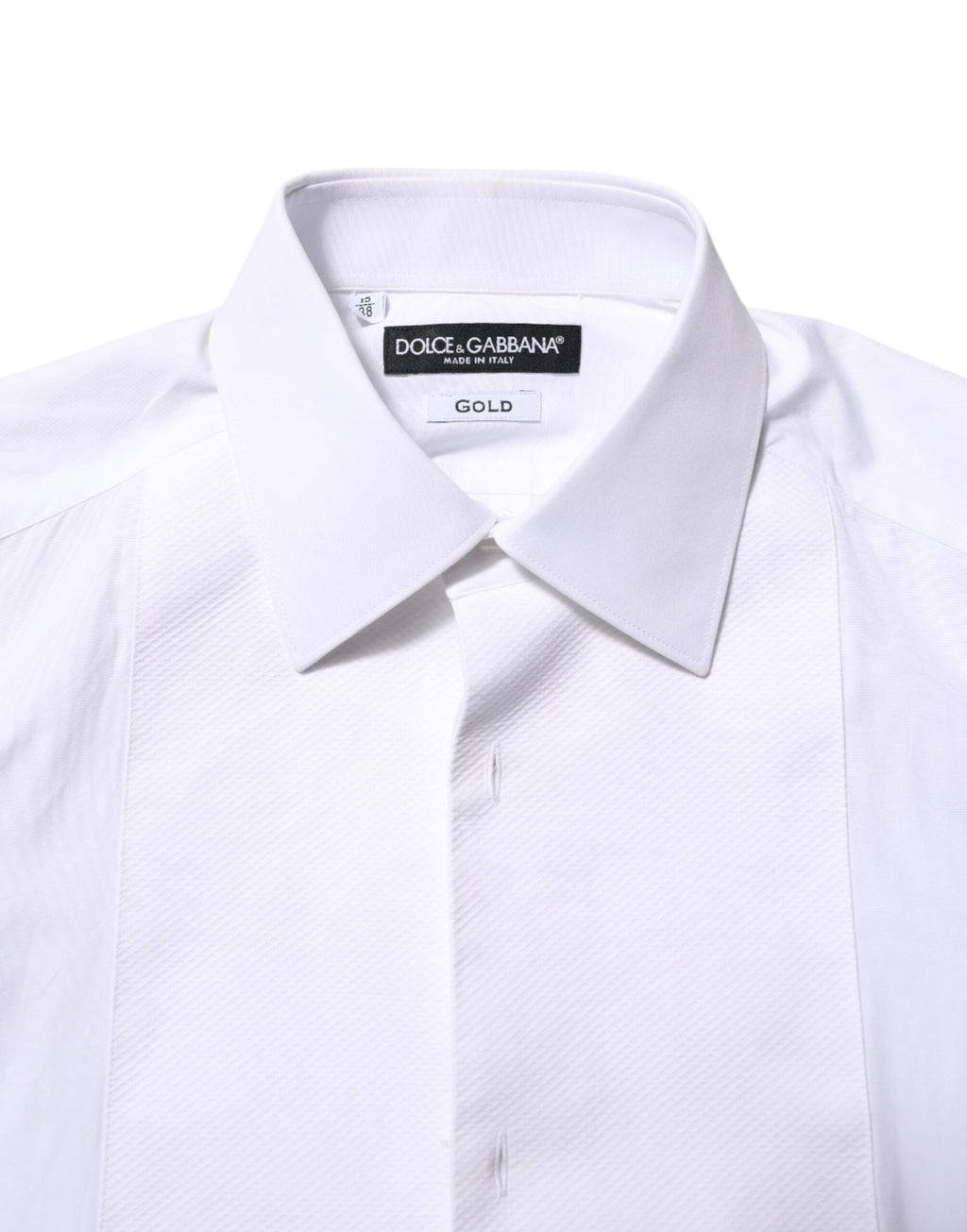 Dolce & Gabbana White Cotton GOLD Bib Poplin Formal Shirt