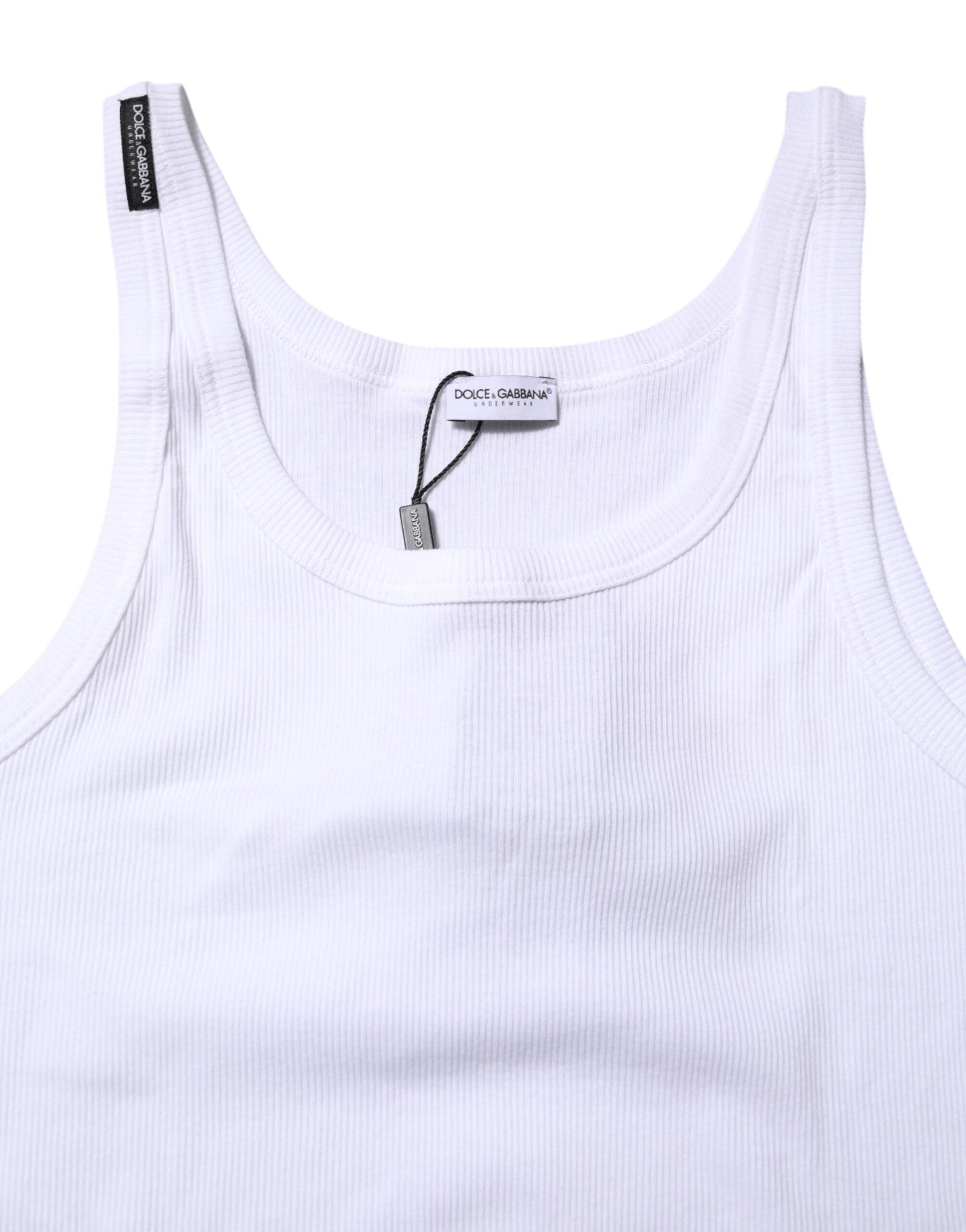 Dolce & Gabbana White Cotton Sleeveless Underwear Tank T-shirt