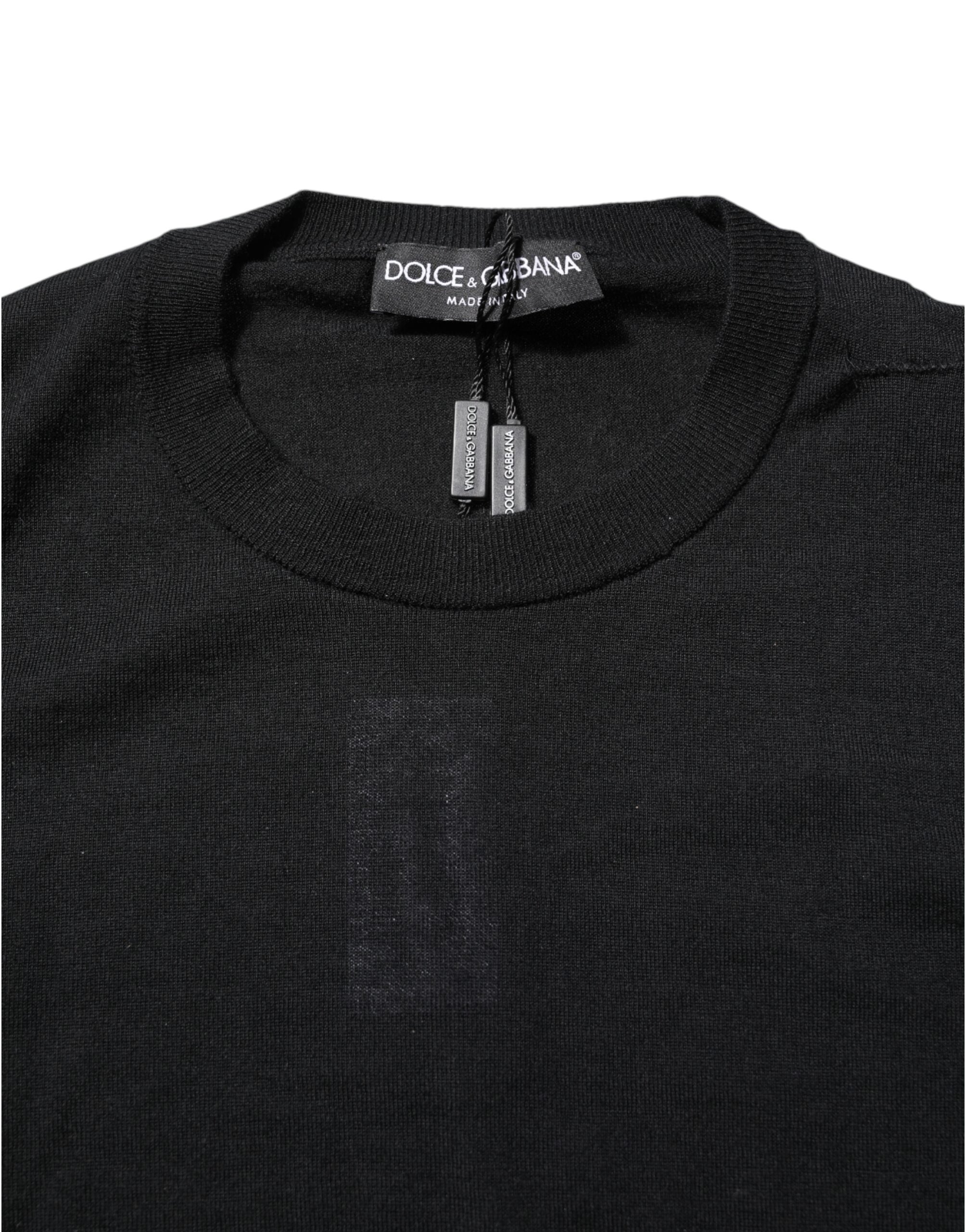 Dolce & Gabbana Black Cashmere Crew Neck Long Sleeves T-shirt