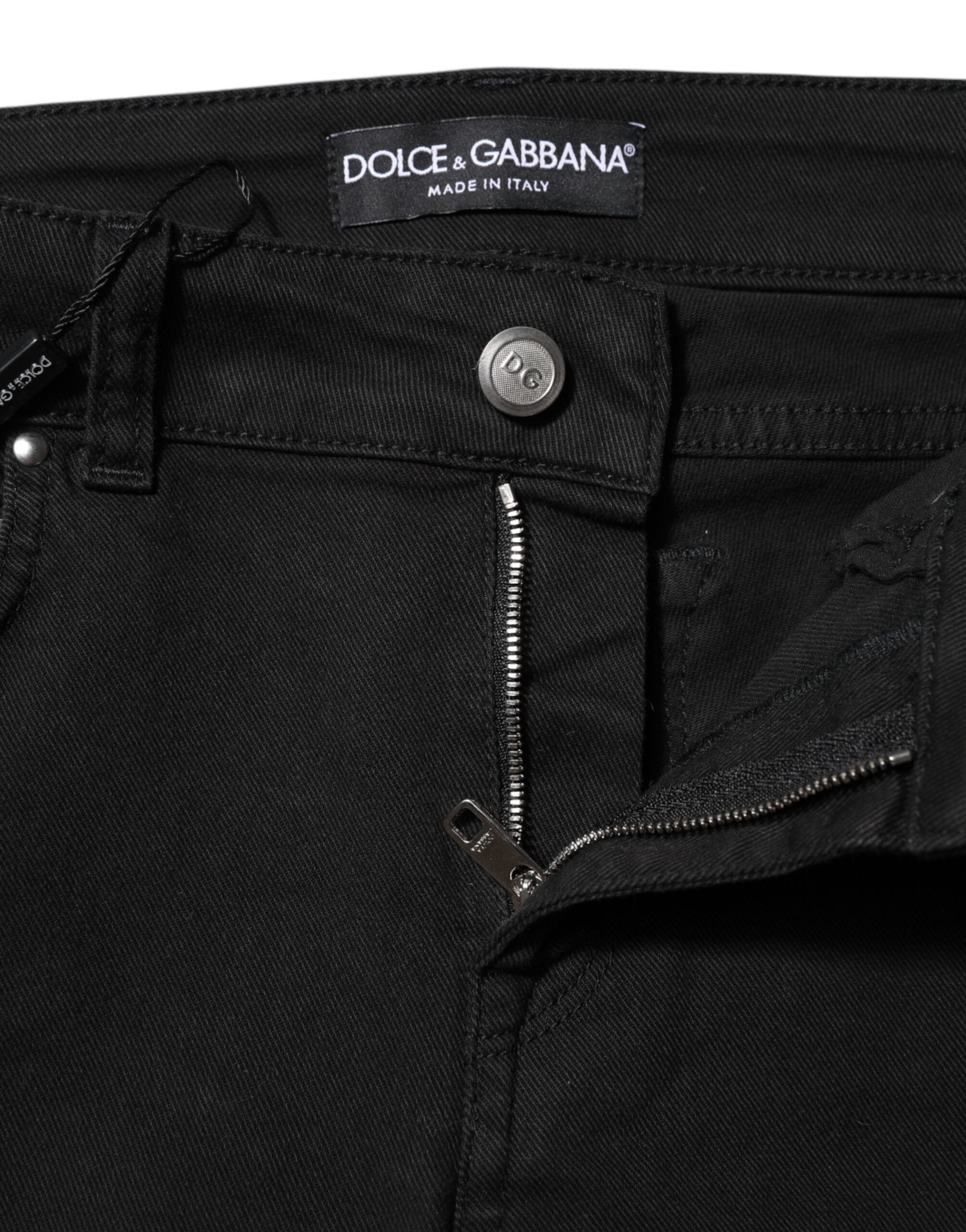 Dolce & Gabbana Black Cotton Skinny Mid Waist Denim Jeans