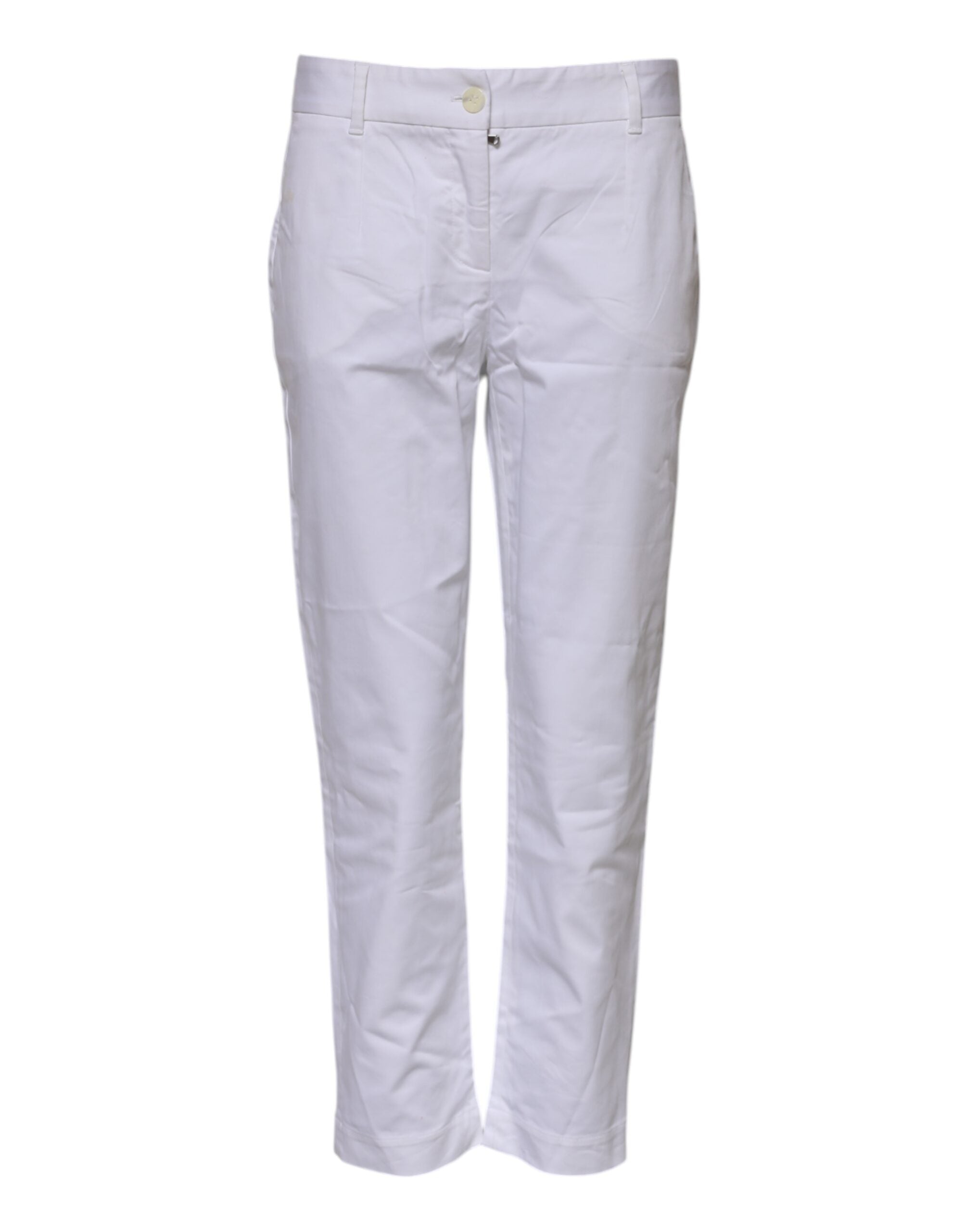 Dolce & Gabbana White Cotton Stretch Mid Waist Jeans