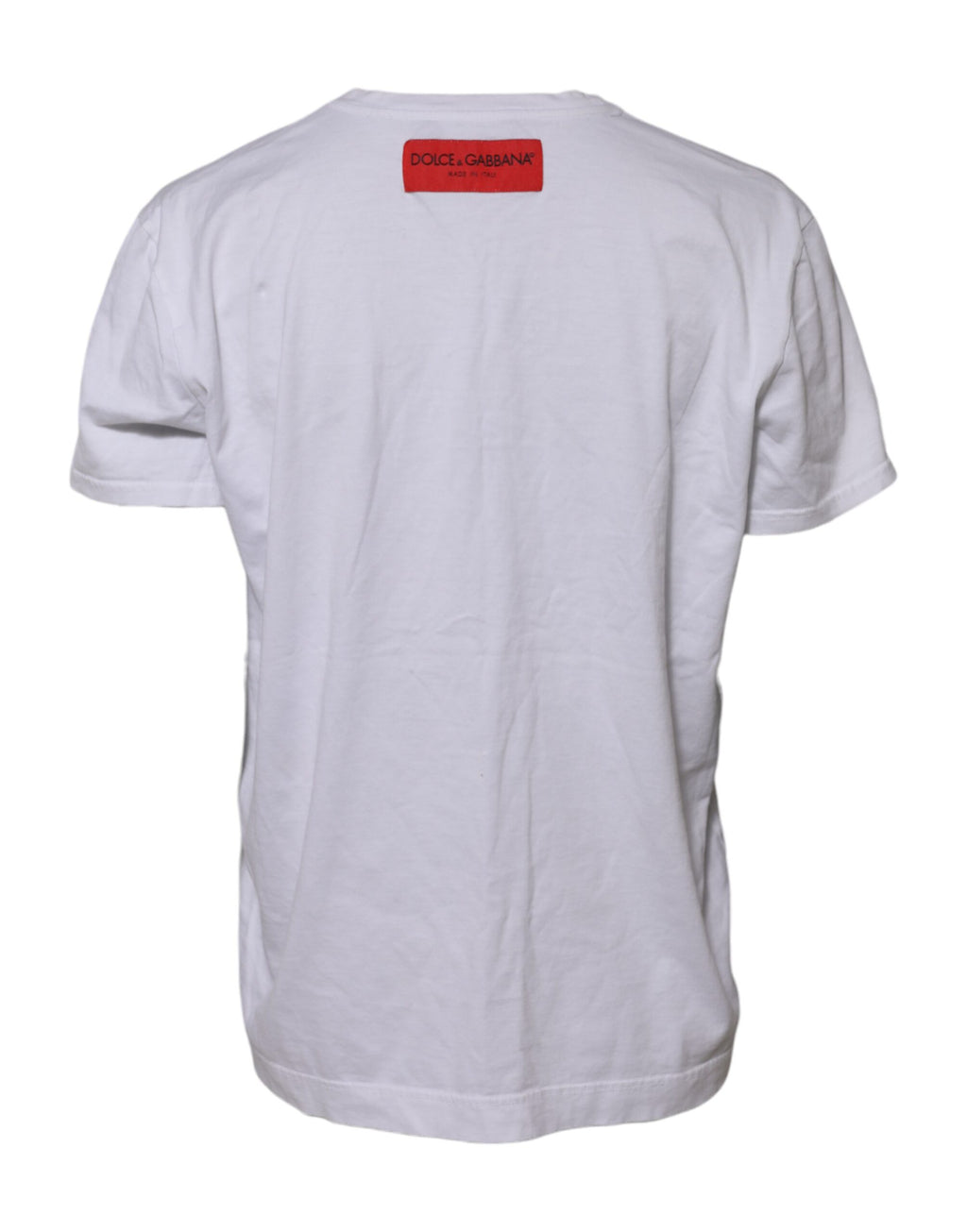 Dolce & Gabbana White Printed Cotton Short Sleeves T-shirt