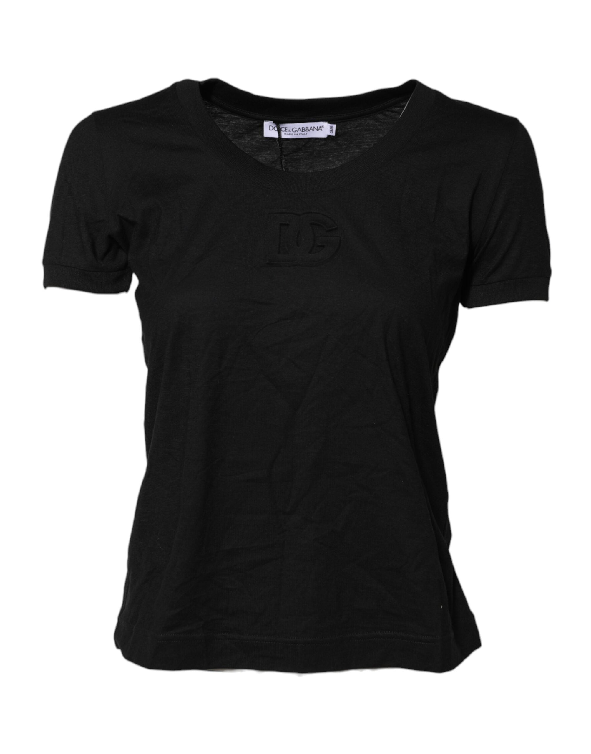 Dolce & Gabbana Black Cotton Short Sleeves Round Neck T-shirt