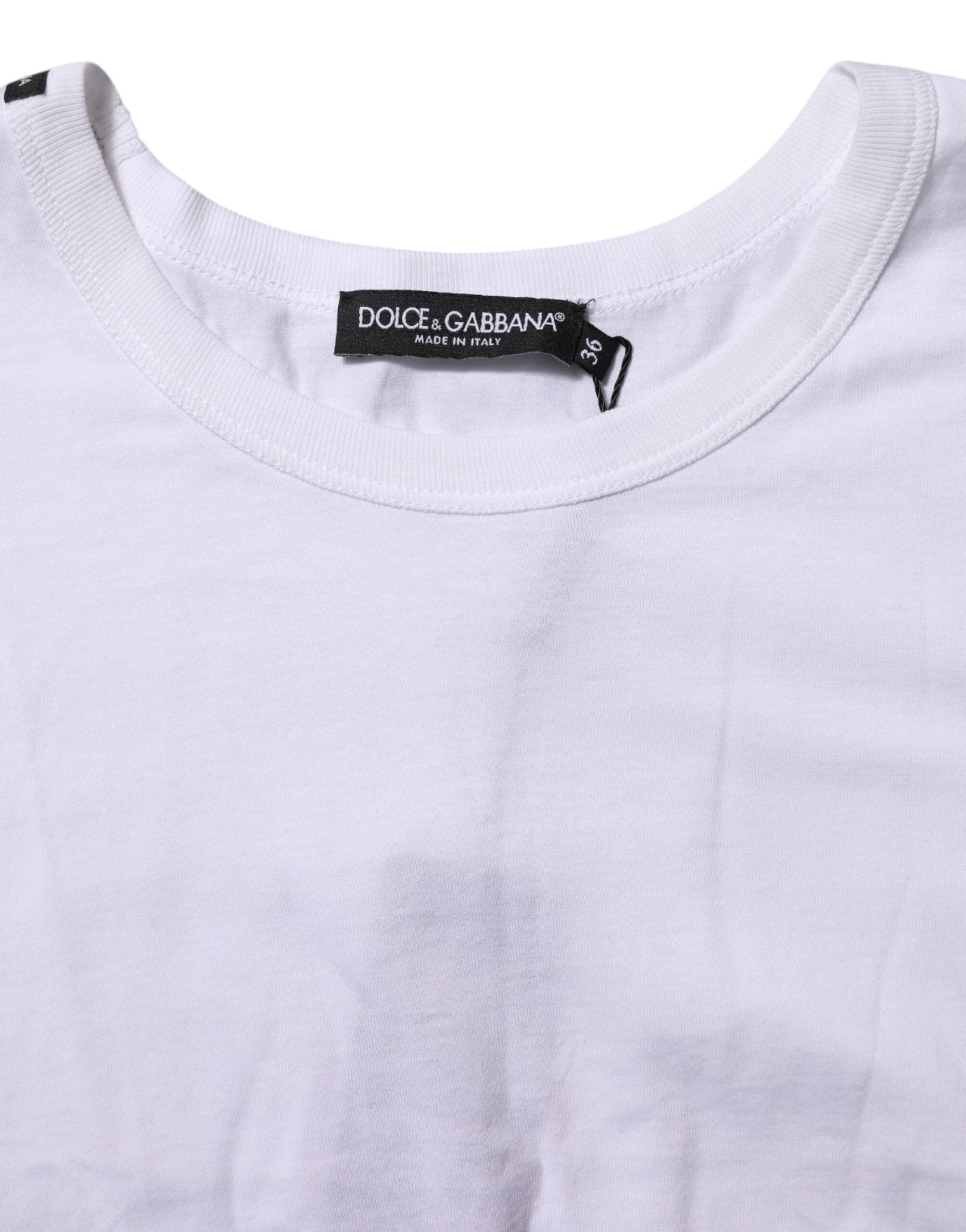 Dolce & Gabbana White Cotton Short Sleeves Cropped T-shirt