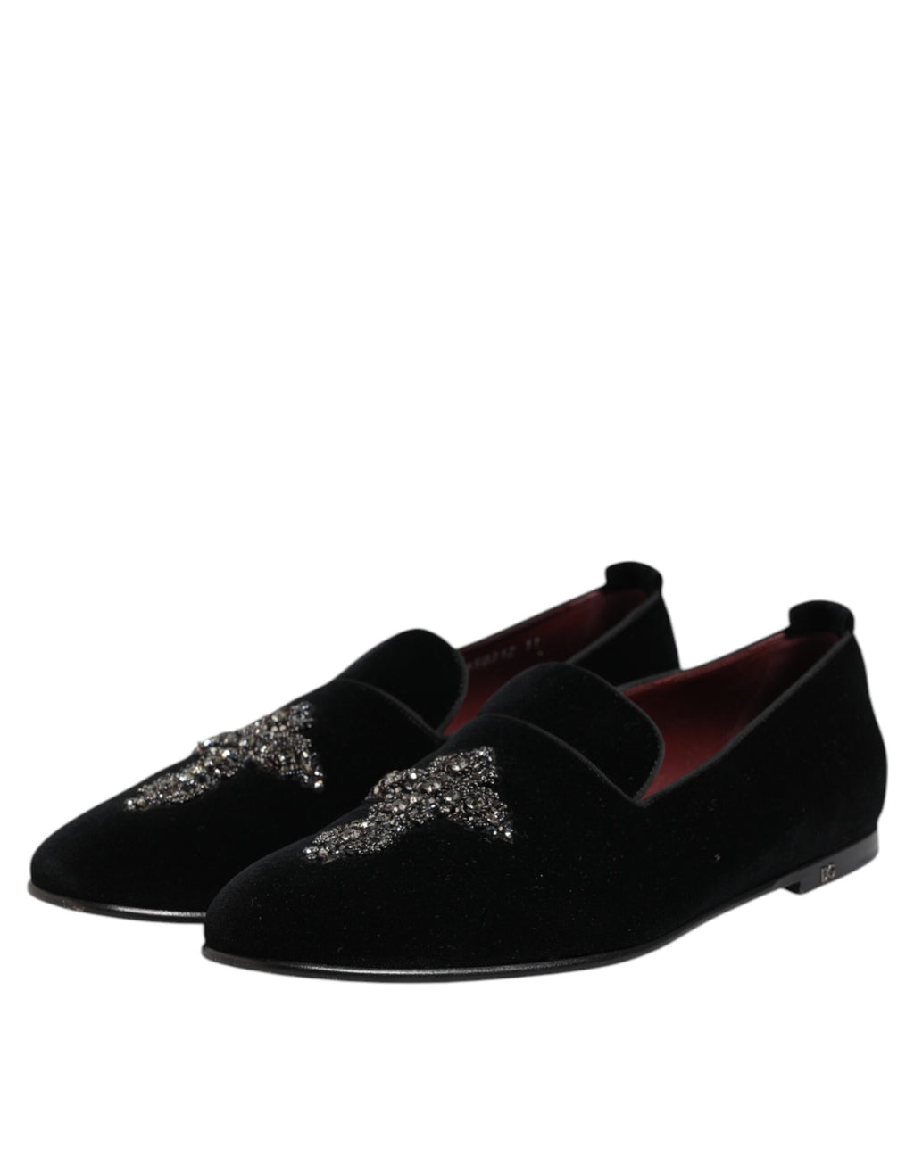 Dolce & Gabbana Black Velvet Crystal Crown Formal Dress Shoes