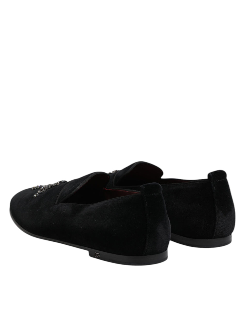 Dolce & Gabbana Black Velvet Crystal Crown Formal Dress Shoes