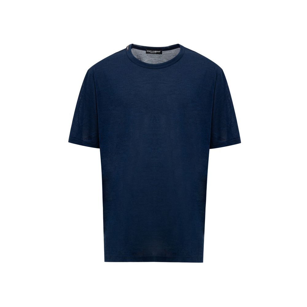 Dolce & Gabbana Blue Silk T-Shirt