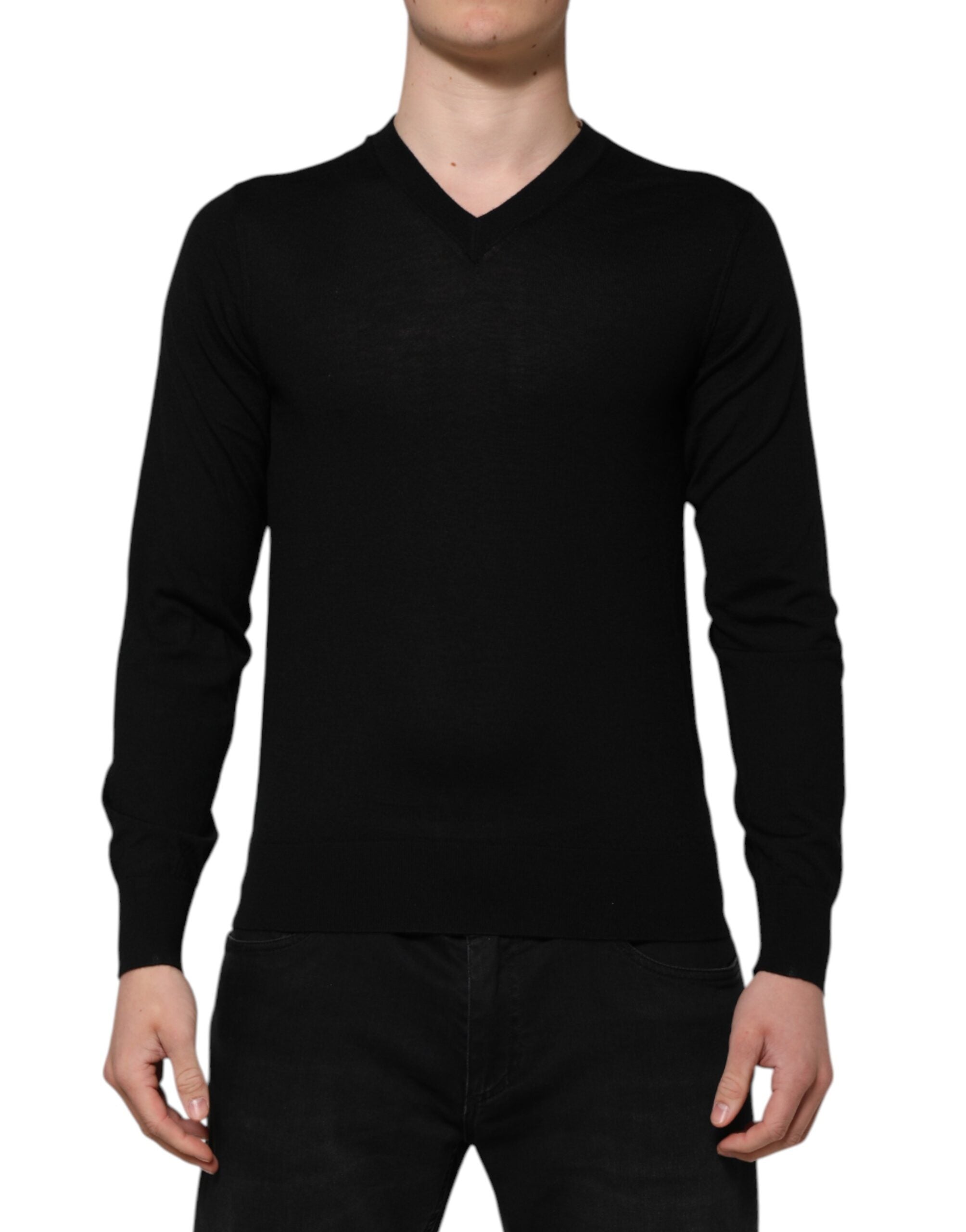 Dolce & Gabbana Black Cashmere Crewneck Men Pullover Sweater