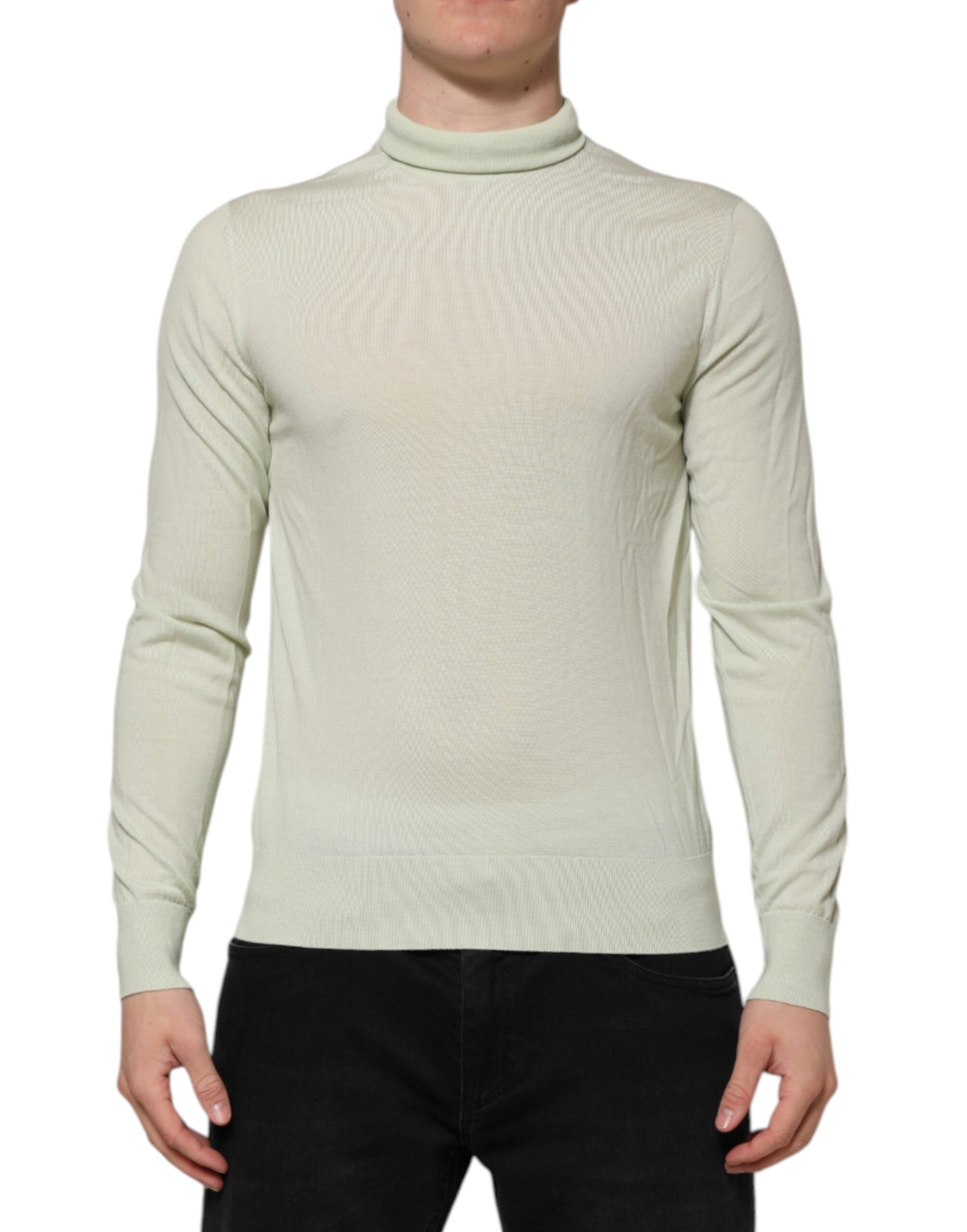 Dolce & Gabbana Mint Green Wool Turtleneck Pullover Sweater