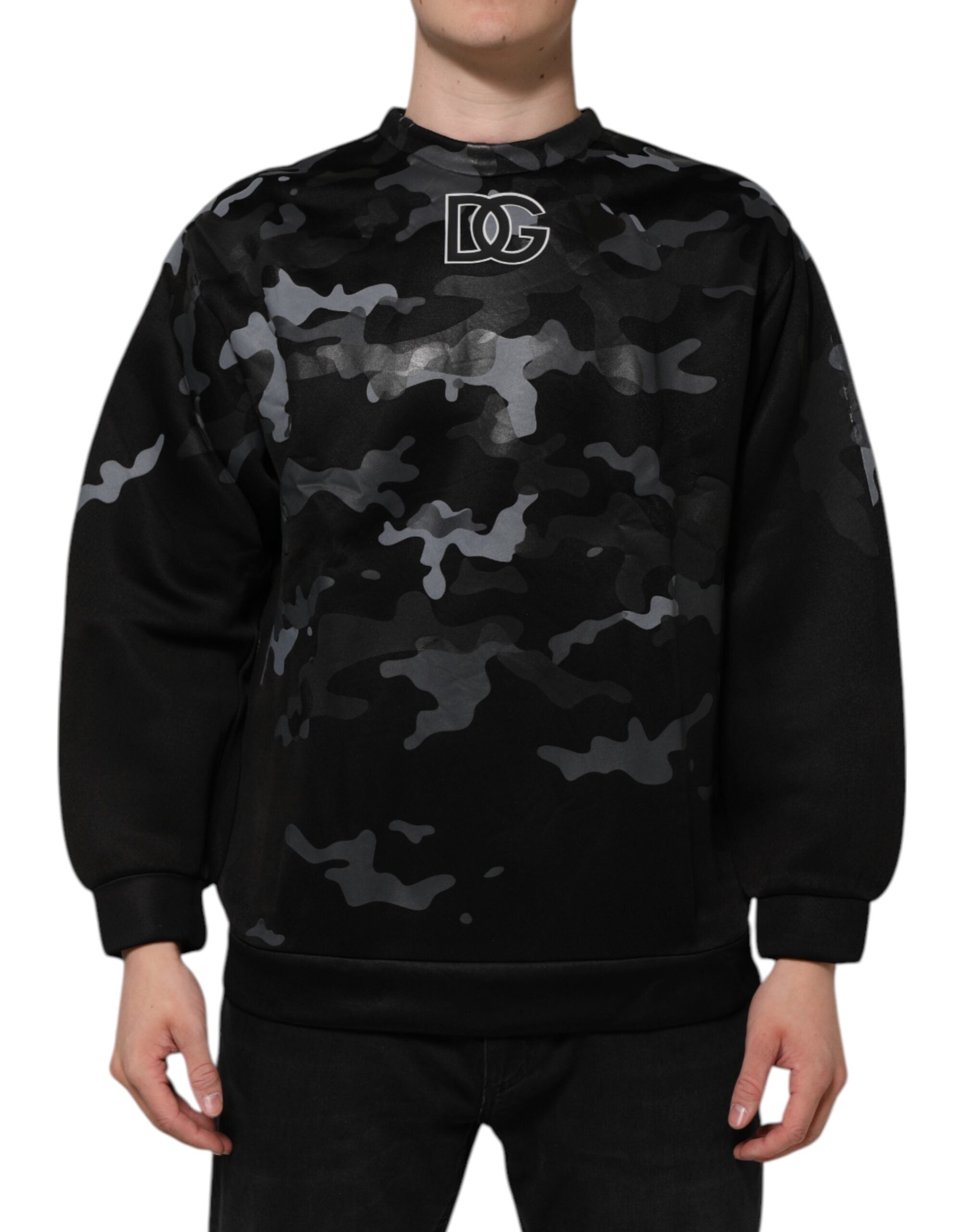 Dolce & Gabbana Black Camouflage Pullover Sweatshirt Sweater