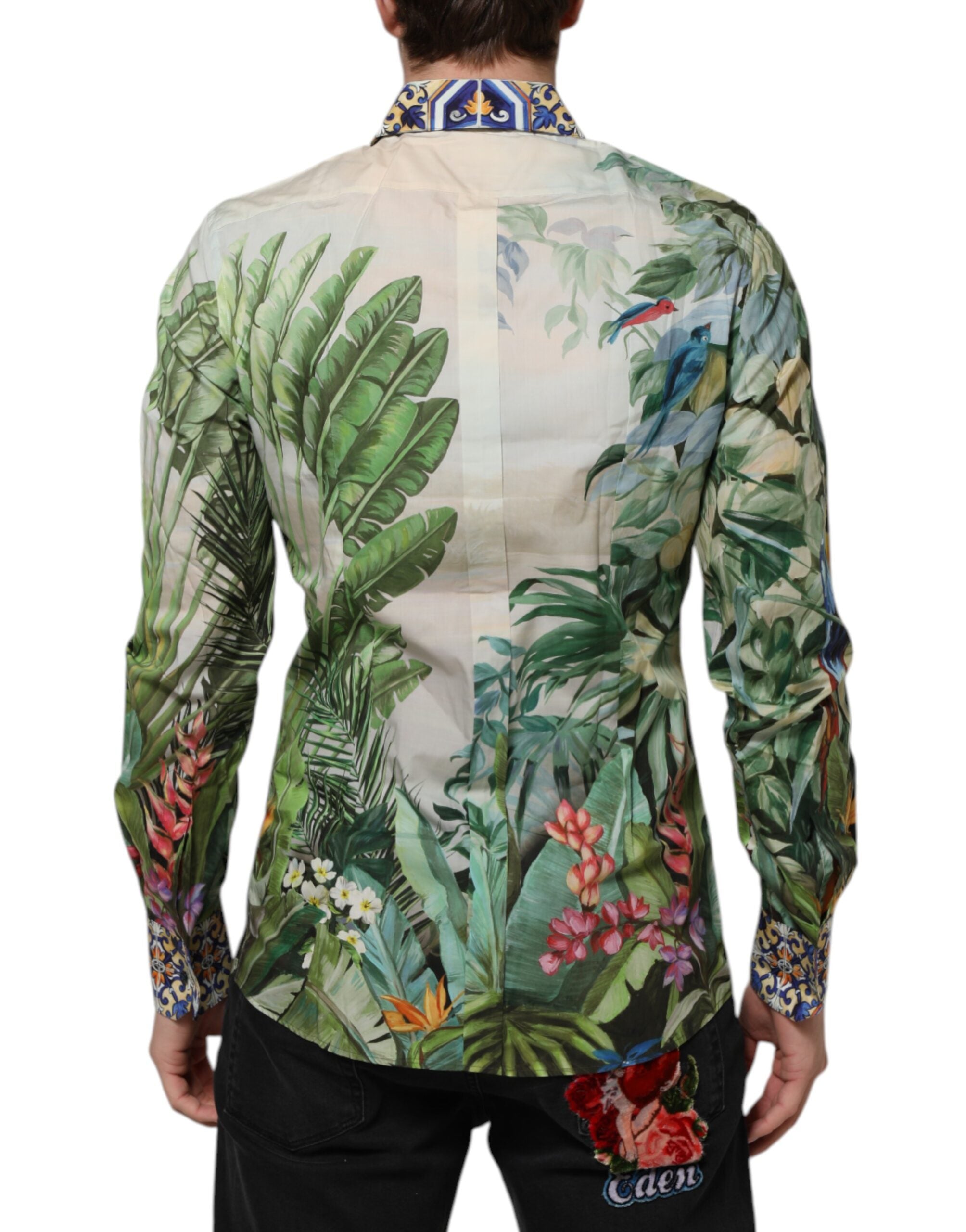 Dolce & Gabbana Multicolor Jungle Print GOLD Formal Shirt