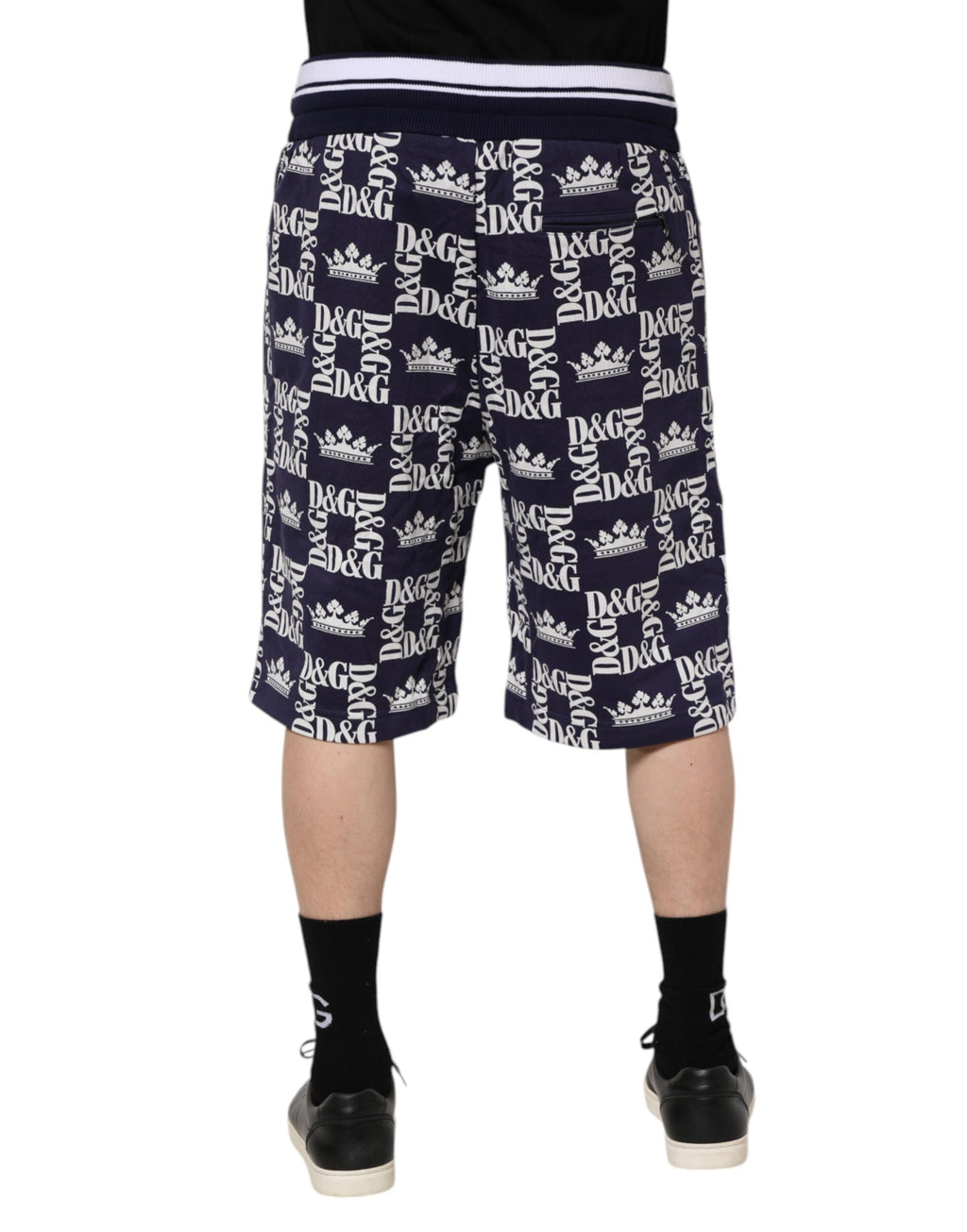 Dolce & Gabbana Cotton Blue Crown Logo Print Bermuda Shorts