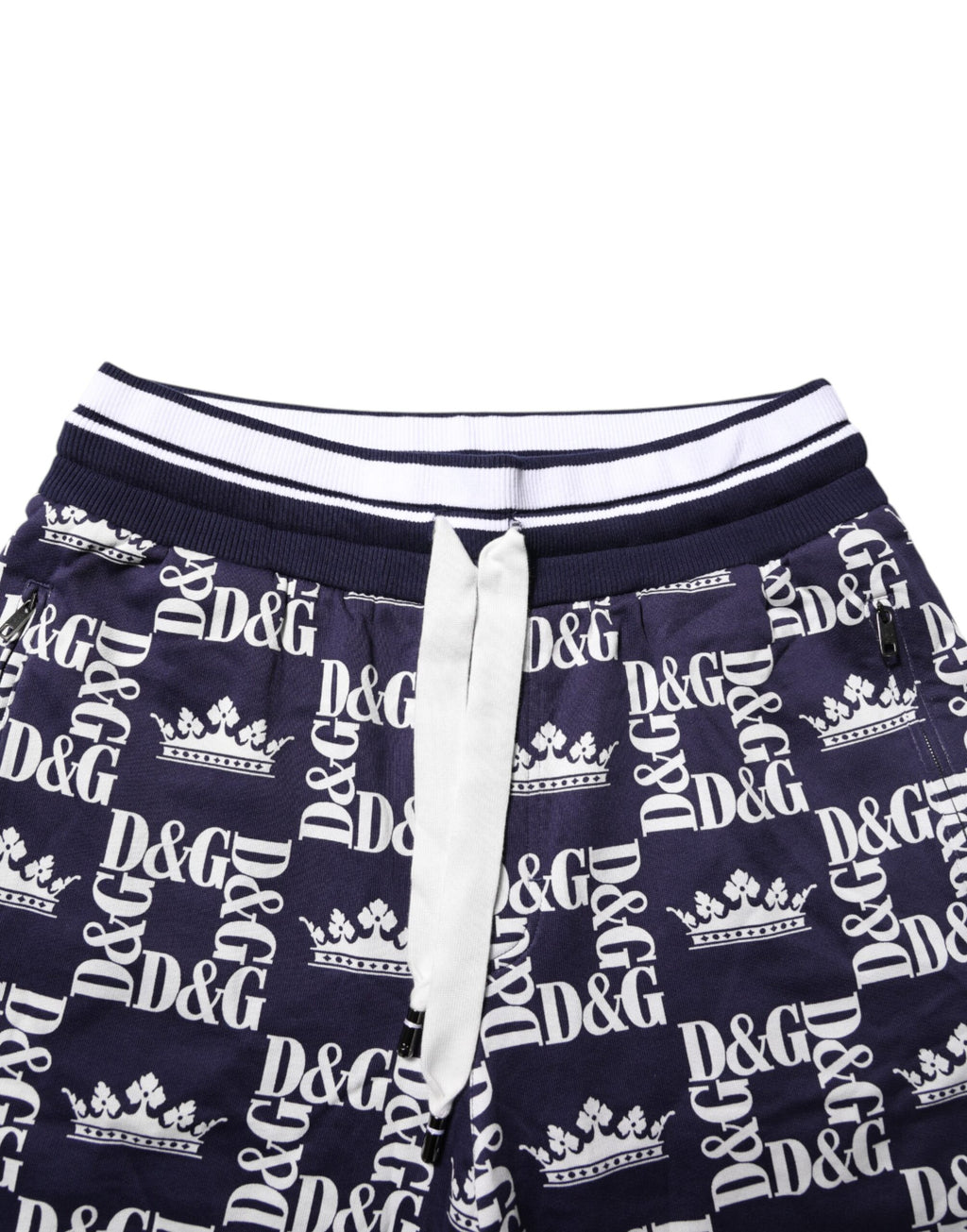 Dolce & Gabbana Cotton Blue Crown Logo Print Bermuda Shorts