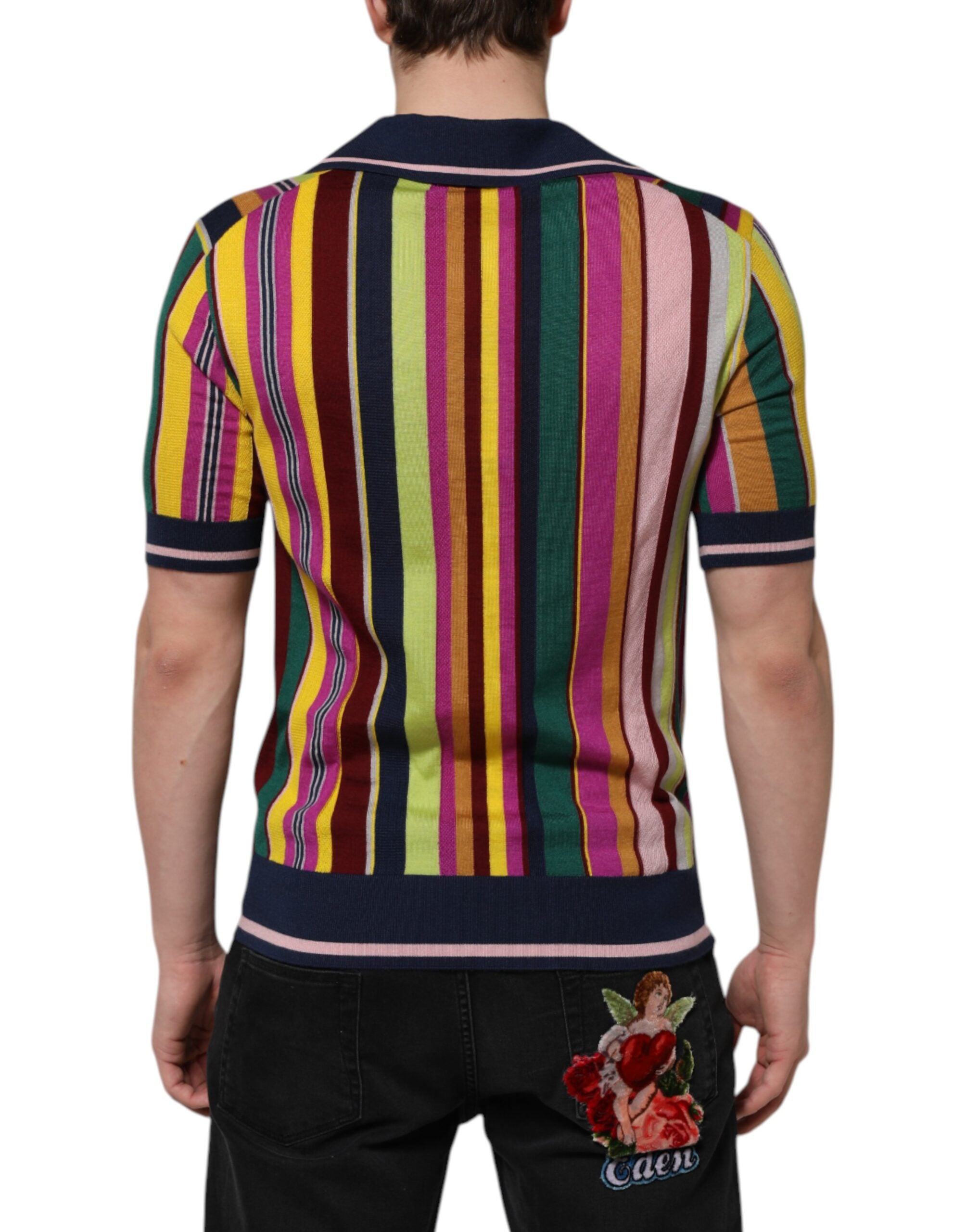 Dolce & Gabbana Multicolor Stripes Collared Men Polo T-shirt