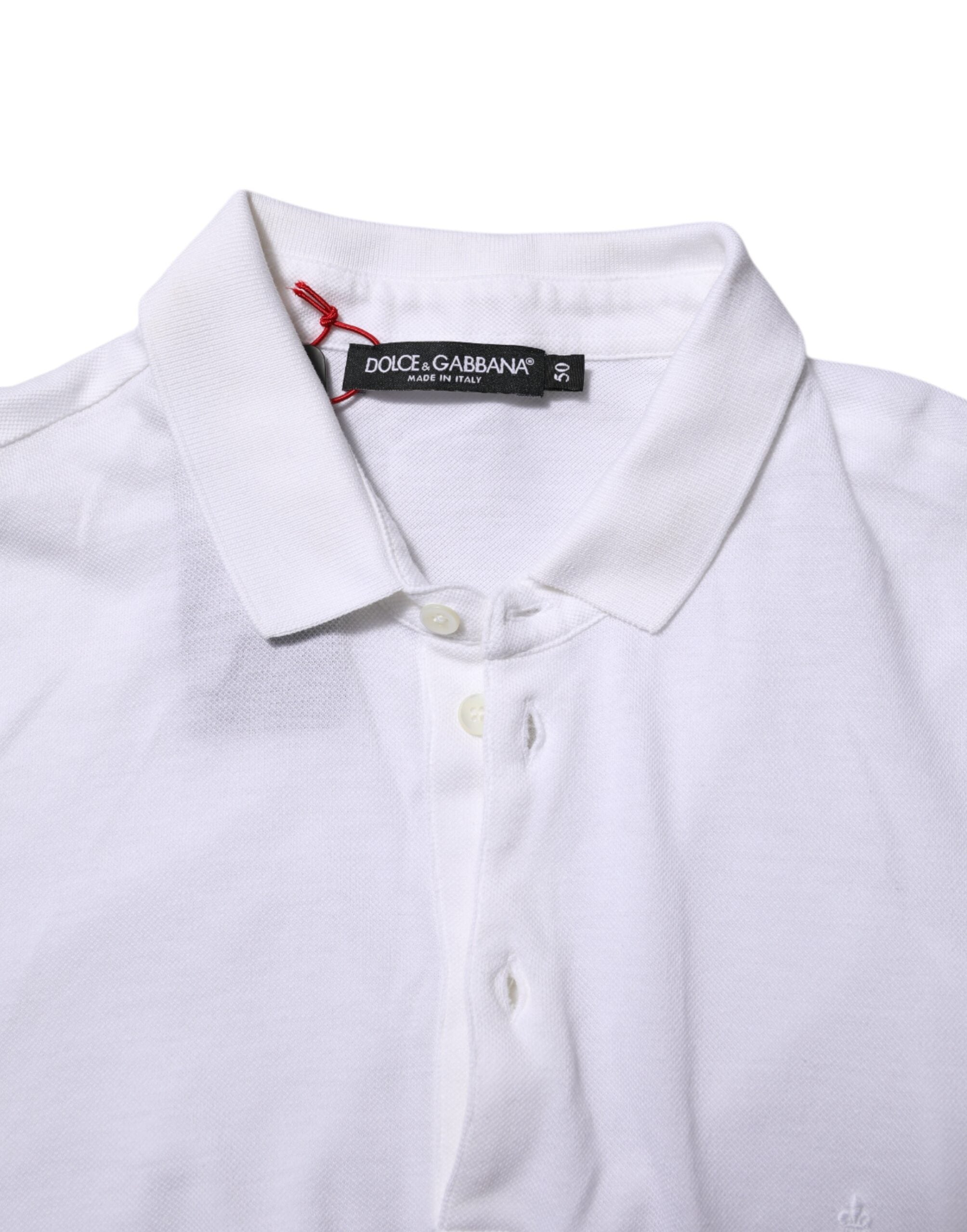 Dolce & Gabbana White Collared Men Short Sleeve Crown T-shirt