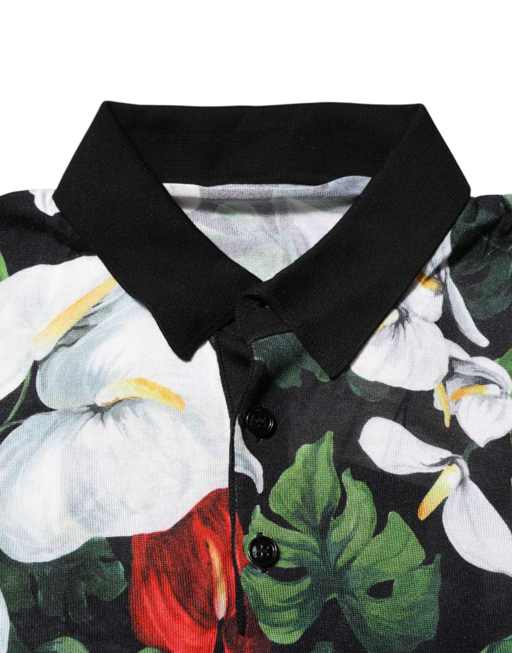 Dolce & Gabbana Multicolor Floral Silk Collared Polo T-shirt