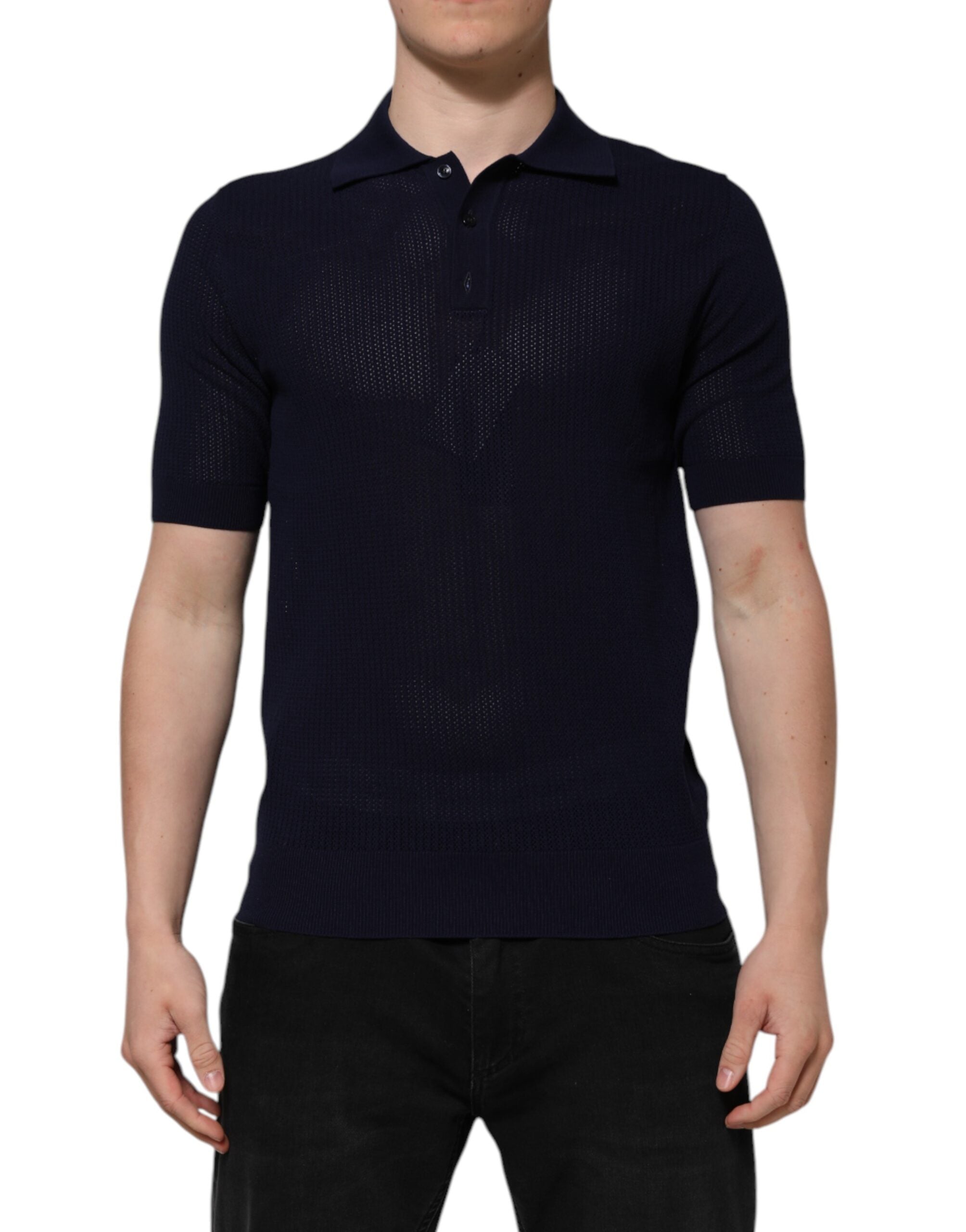 Dolce & Gabbana Dark Blue Short Sleeve Collared Polo T-shirt