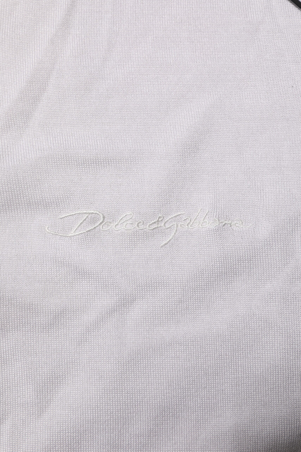 Dolce & Gabbana White Silk Short Sleeves Men Henley T-shirt