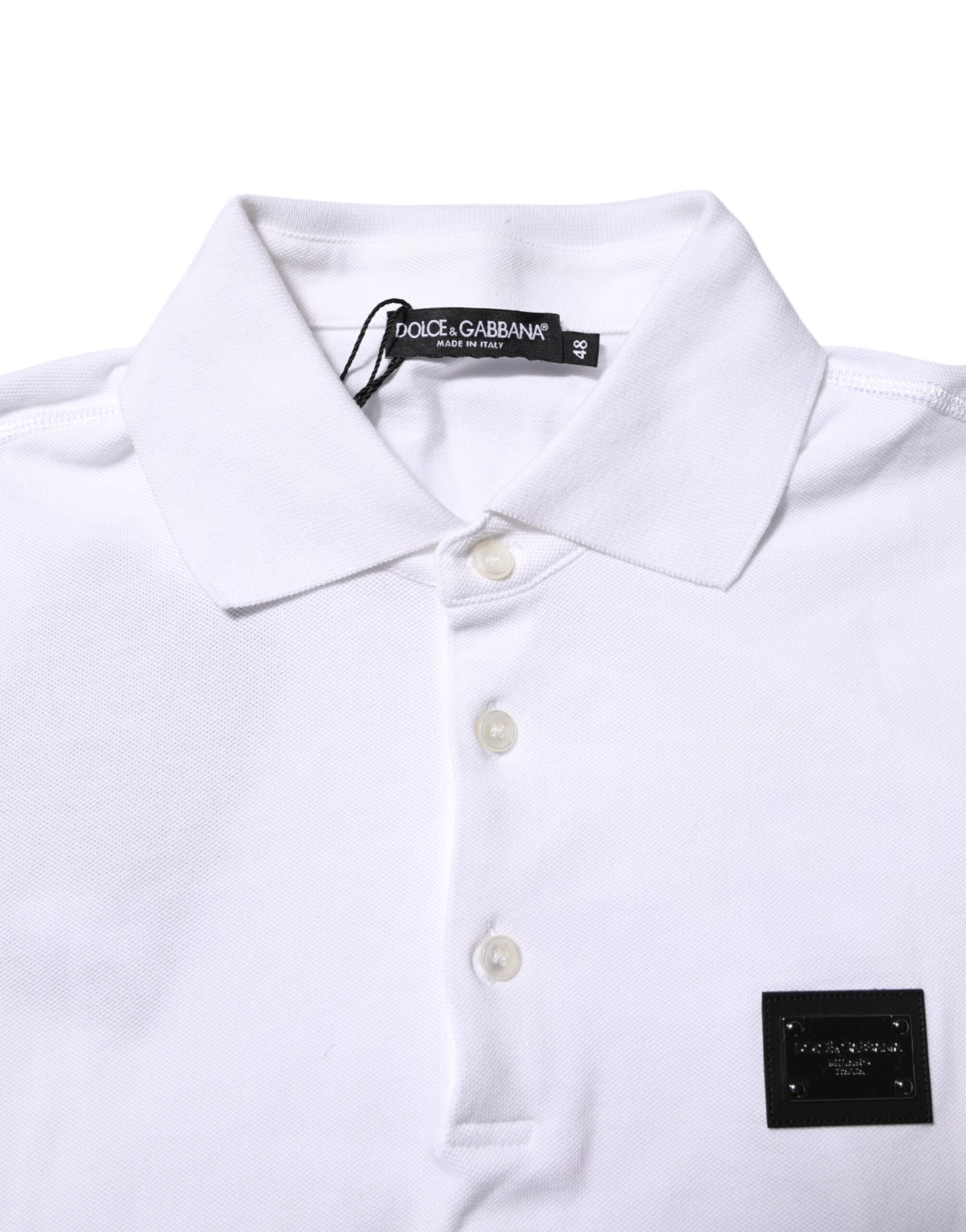Dolce & Gabbana White Logo Short Sleeve Collared Polo T-shirt