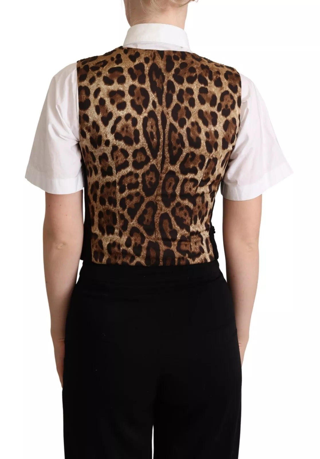 Dolce & Gabbana Elegant Leopard Print Waistcoat – Sleeveless Vest