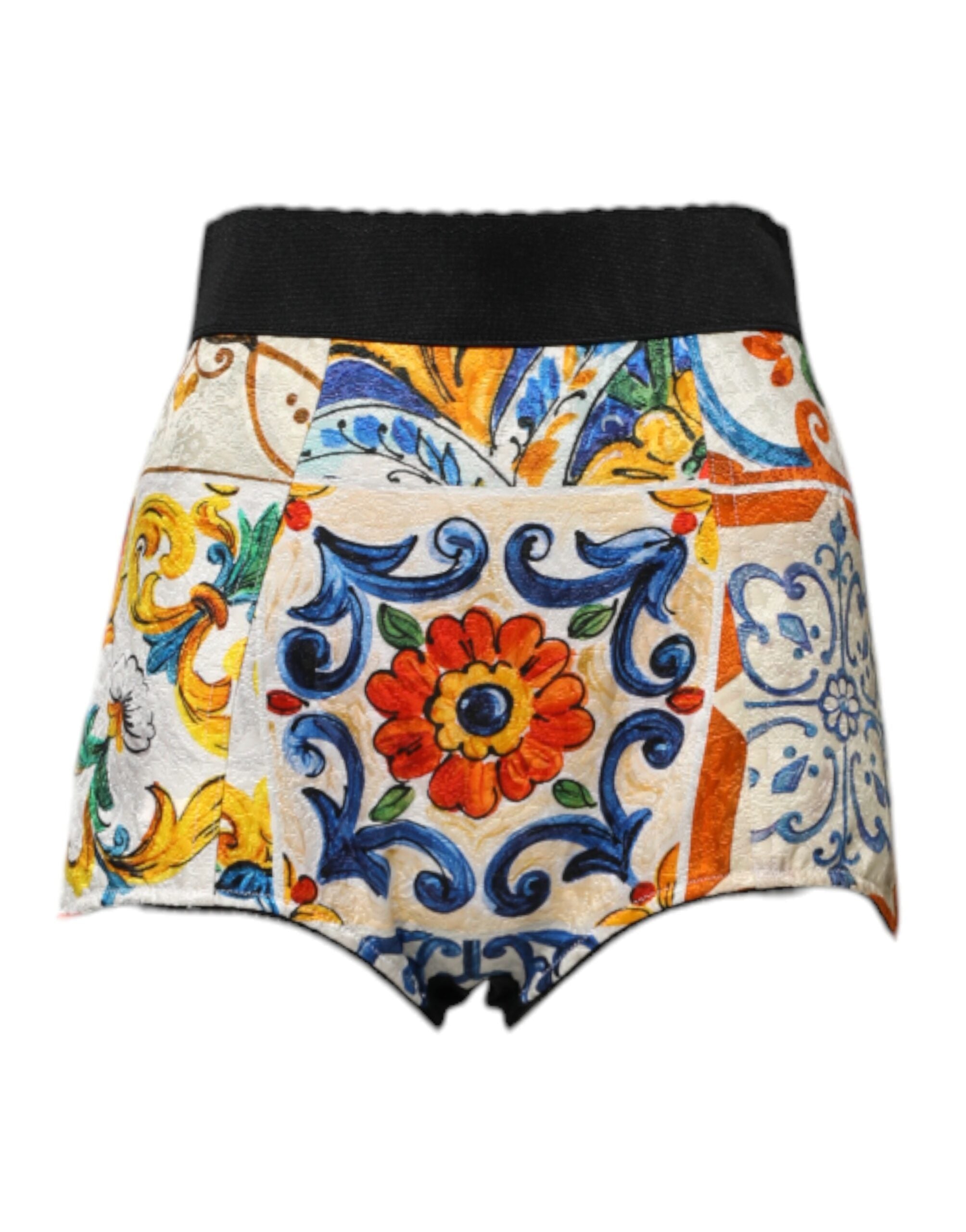 Dolce & Gabbana Multicolor Majolica High Waist Hot Pants Shorts