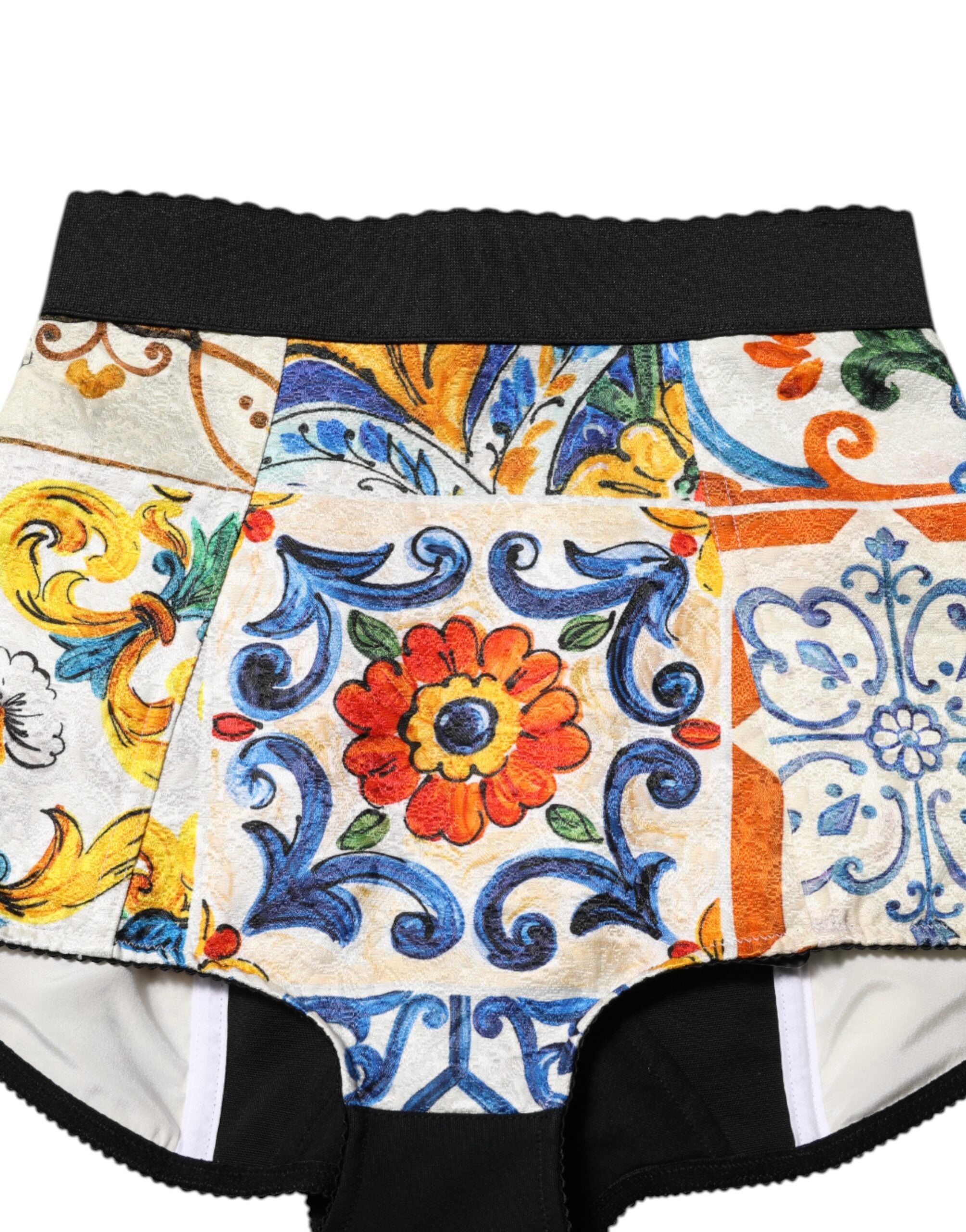 Dolce & Gabbana Multicolor Majolica High Waist Hot Pants Shorts