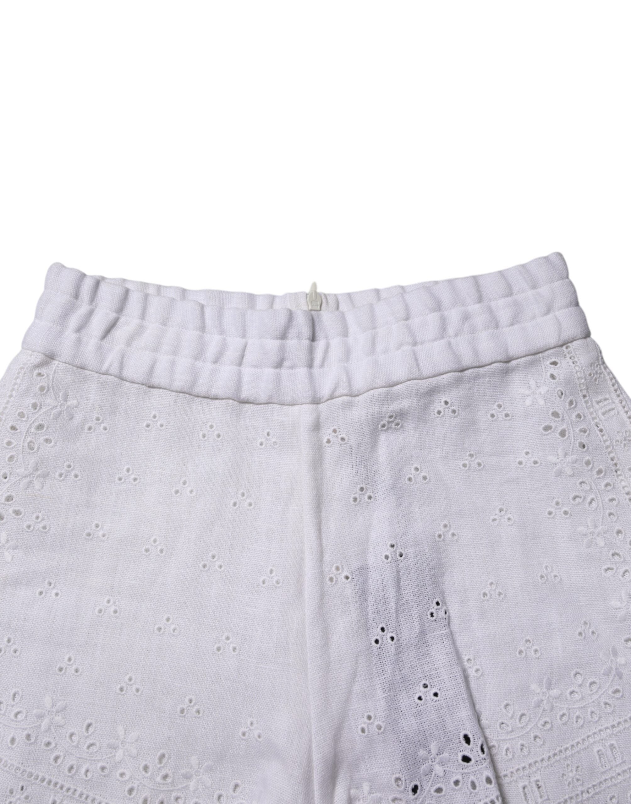 Dolce & Gabbana White Linen High Waisted Hot Pants Shorts