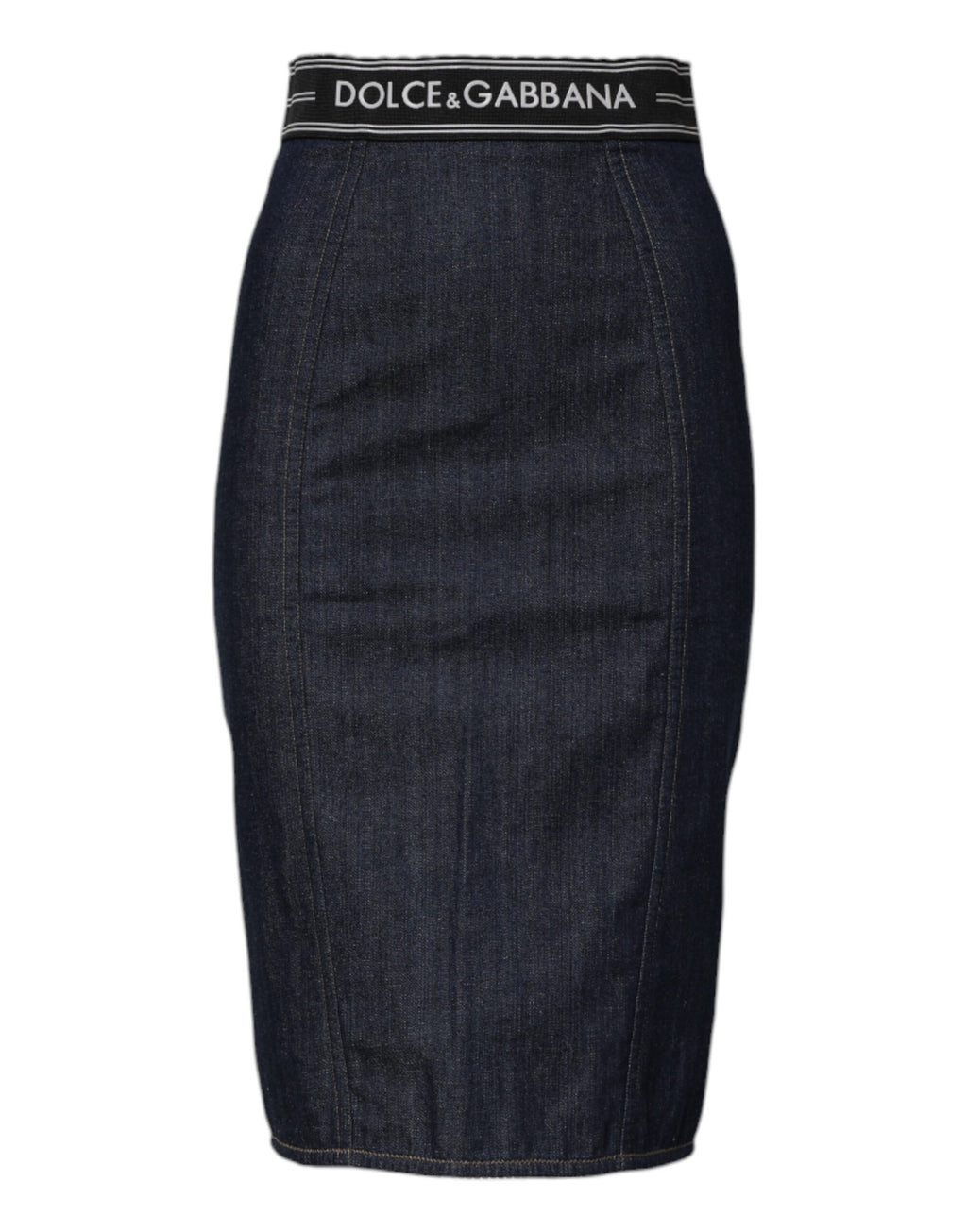 Dolce & Gabbana Blue Cotton Denim Pencil Cut Midi Skirt