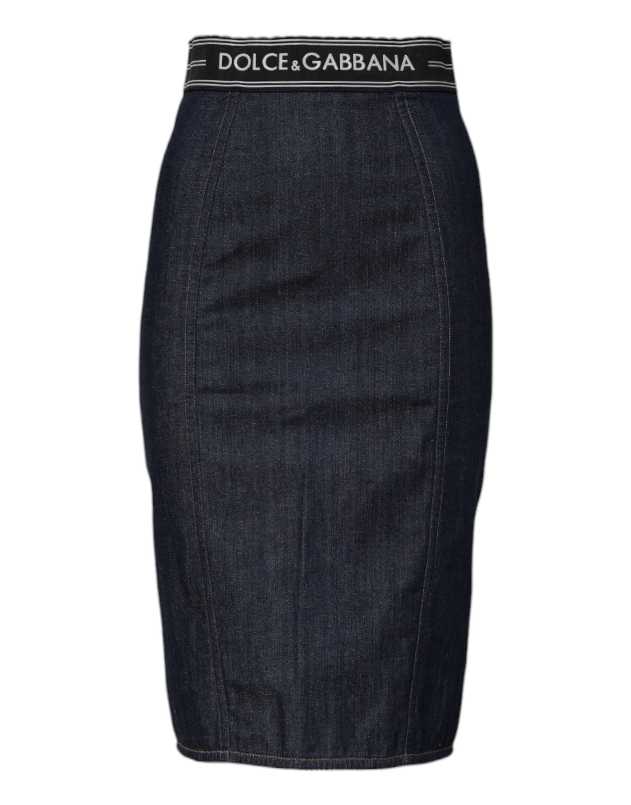 Dolce & Gabbana Blue Cotton Denim Pencil Cut Midi Skirt