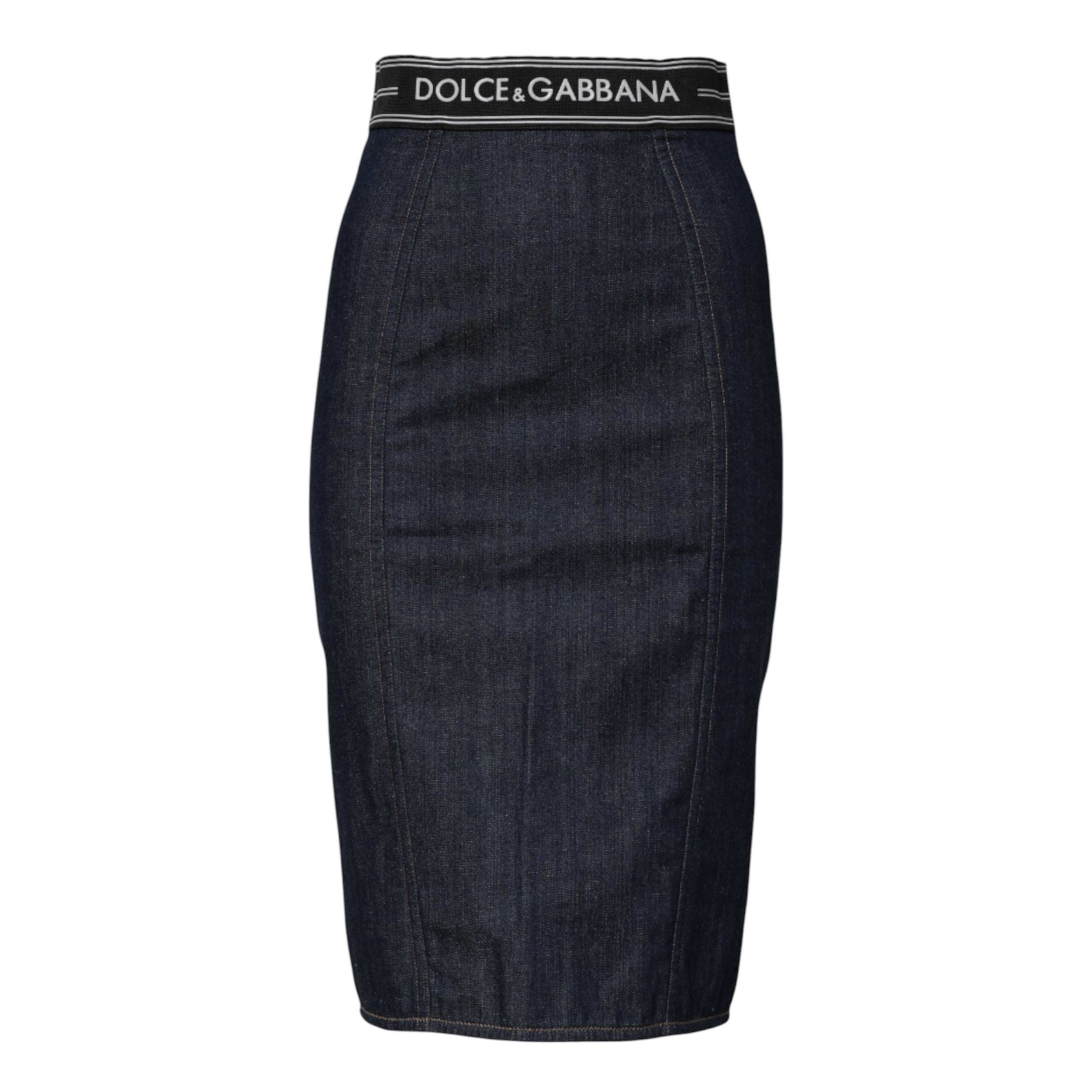Dolce & Gabbana Blue Cotton Denim Pencil Cut Midi Skirt