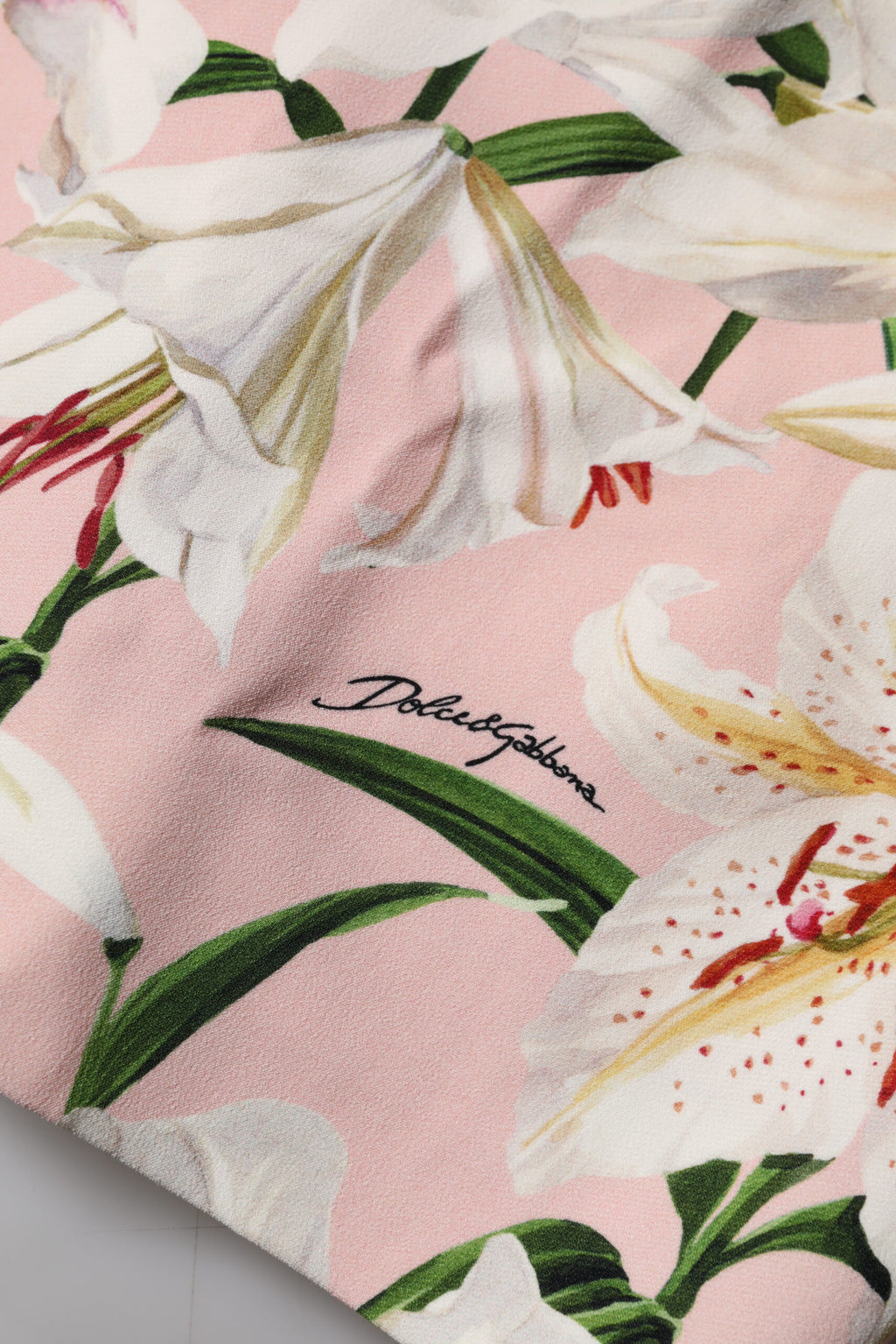 Dolce & Gabbana Pink Lily Print Viscose Pencil Cut Midi Skirt