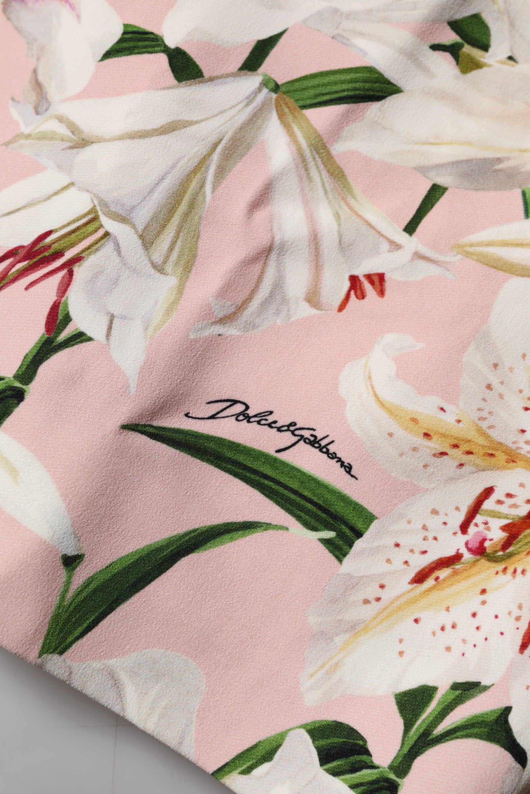 Dolce & Gabbana Pink Lily Print Viscose Pencil Cut Midi Skirt