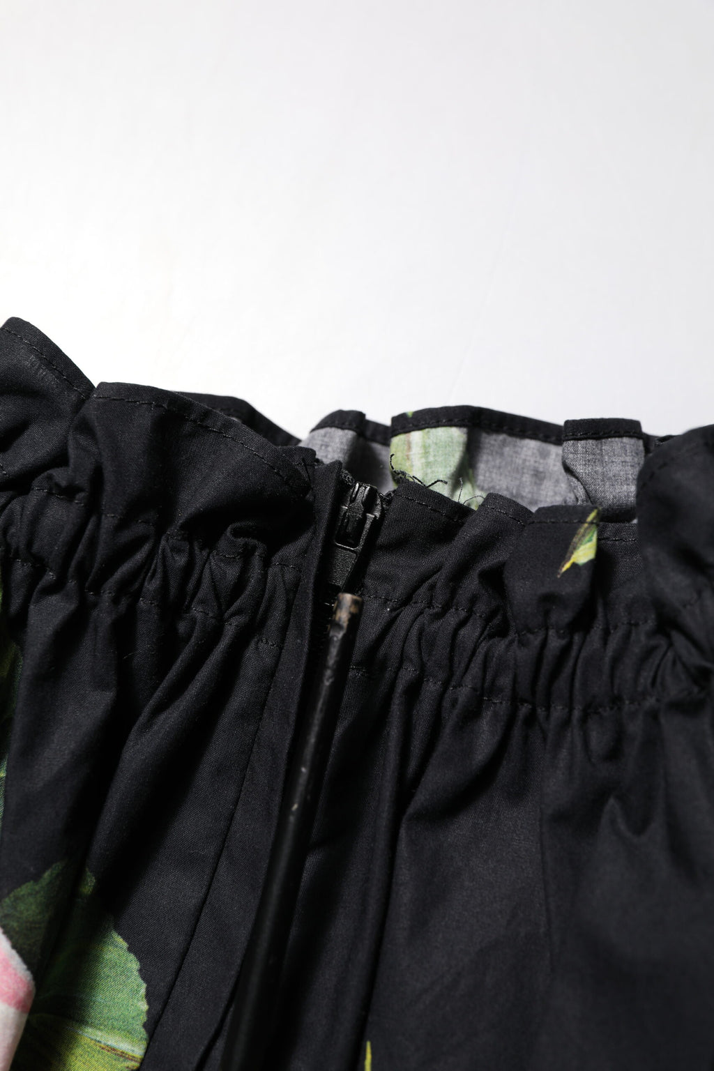 Dolce & Gabbana Black Floral Print Cotton Ruffled Blouse Top