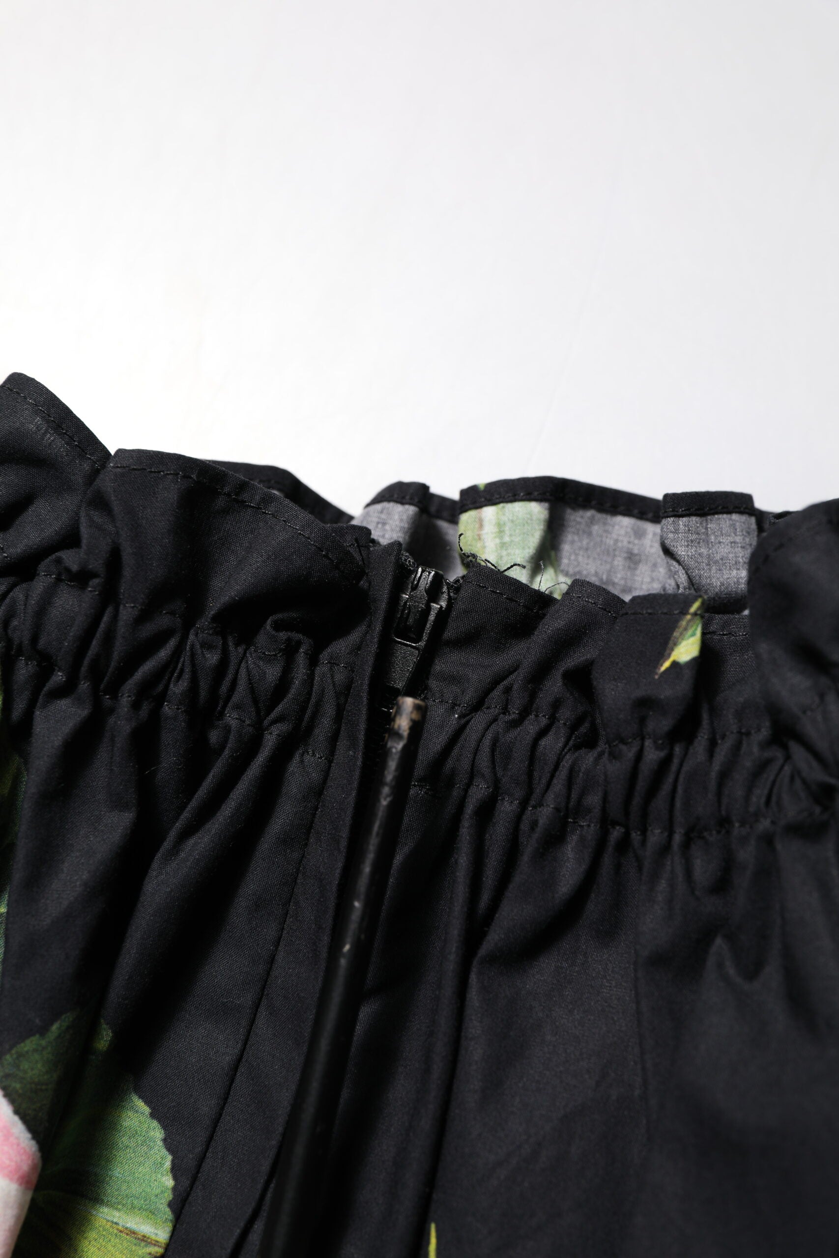 Dolce & Gabbana Black Floral Print Cotton Ruffled Blouse Top