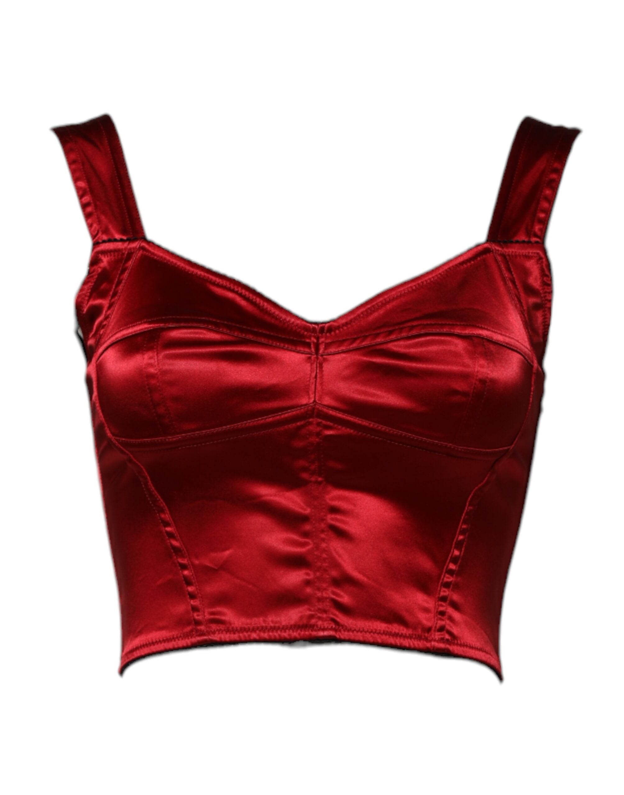 Dolce & Gabbana Red Bustier Sleeveless Corset Cropped Top