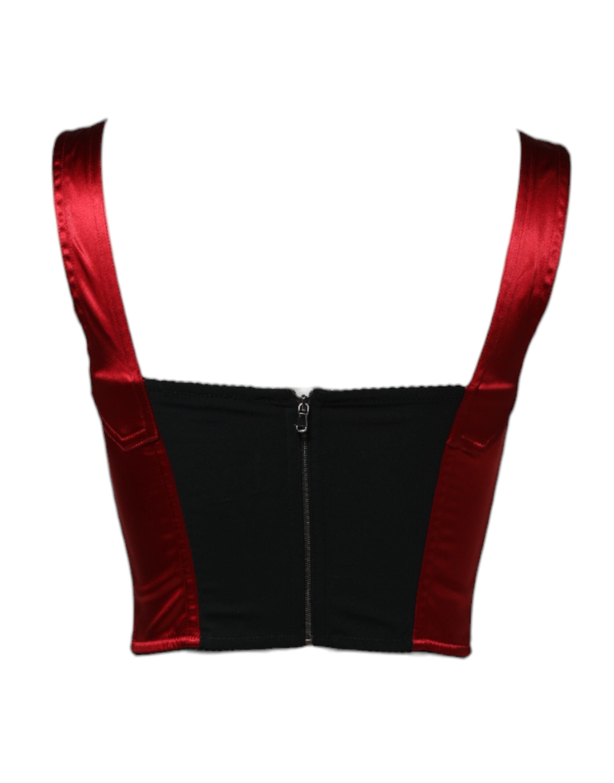 Dolce & Gabbana Red Bustier Sleeveless Corset Cropped Top