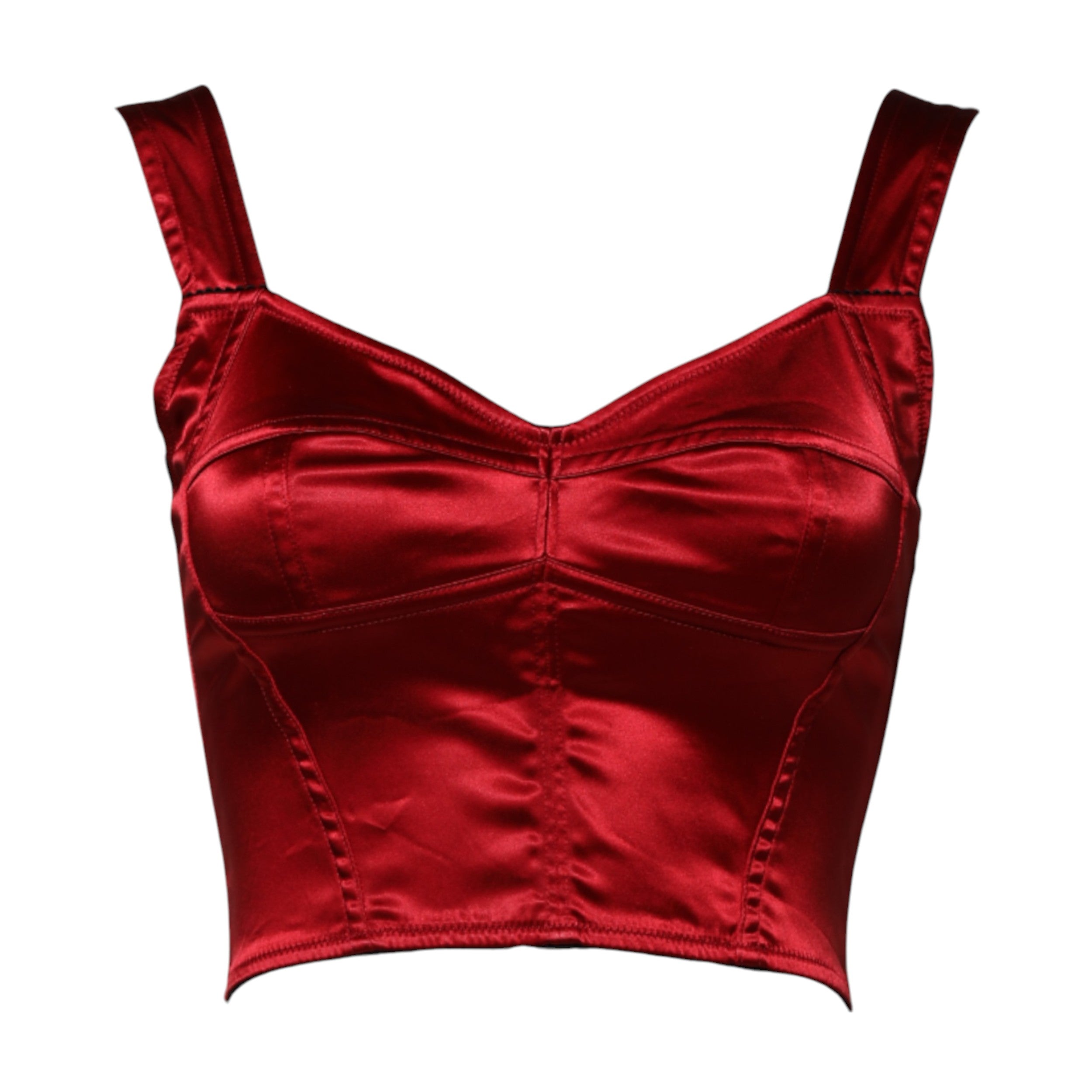 Dolce & Gabbana Red Bustier Sleeveless Corset Cropped Top