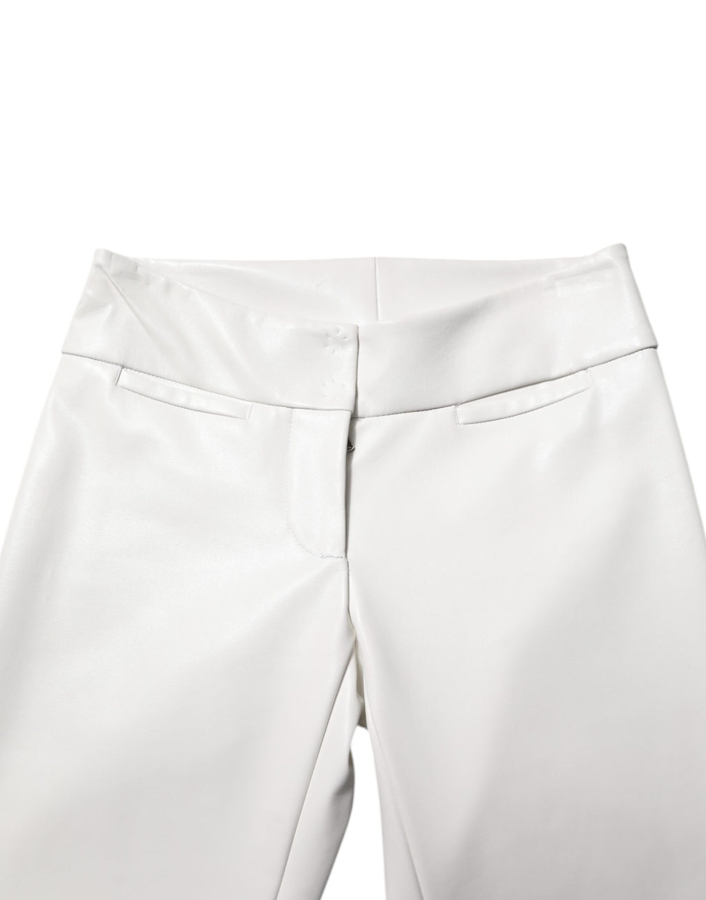 Dolce & Gabbana White Polyurethane High Waist Tapered Pants