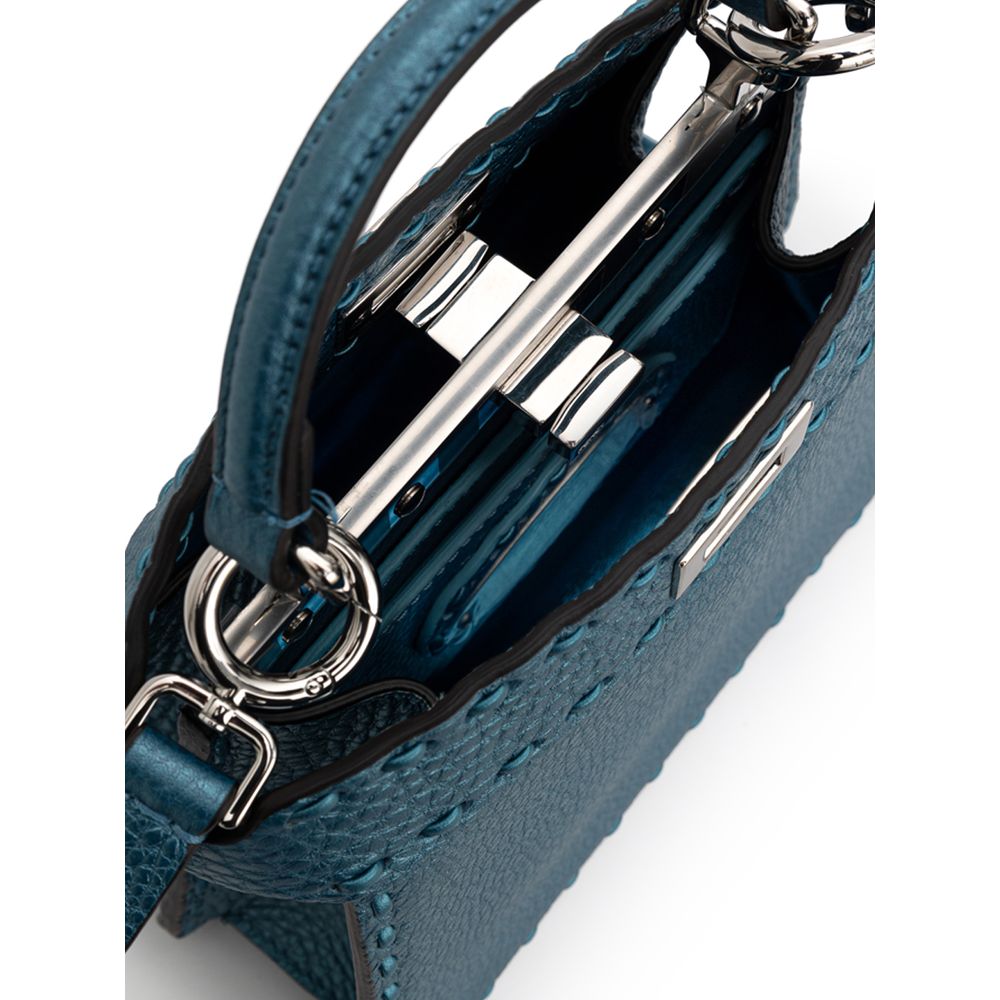 Fendi Blue Leather Shoulder Bag