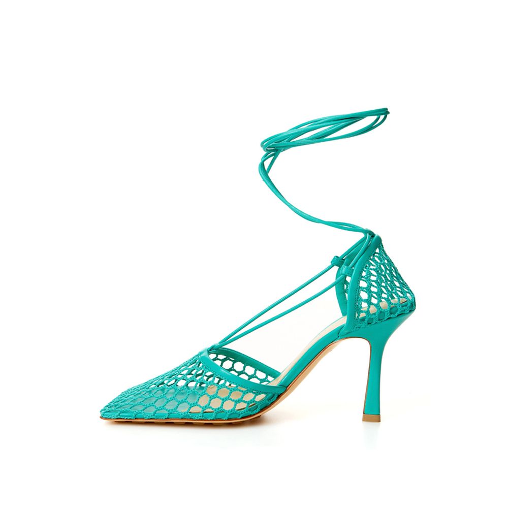 Bottega Veneta Green Fabric And Leather Sandal