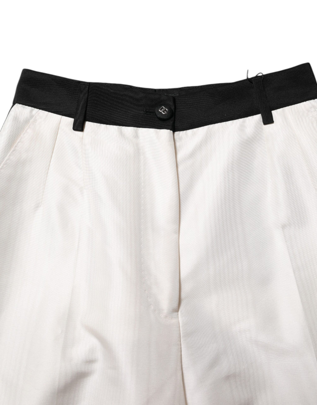 Dolce & Gabbana White High Waist Straight Dress Trouser Pants