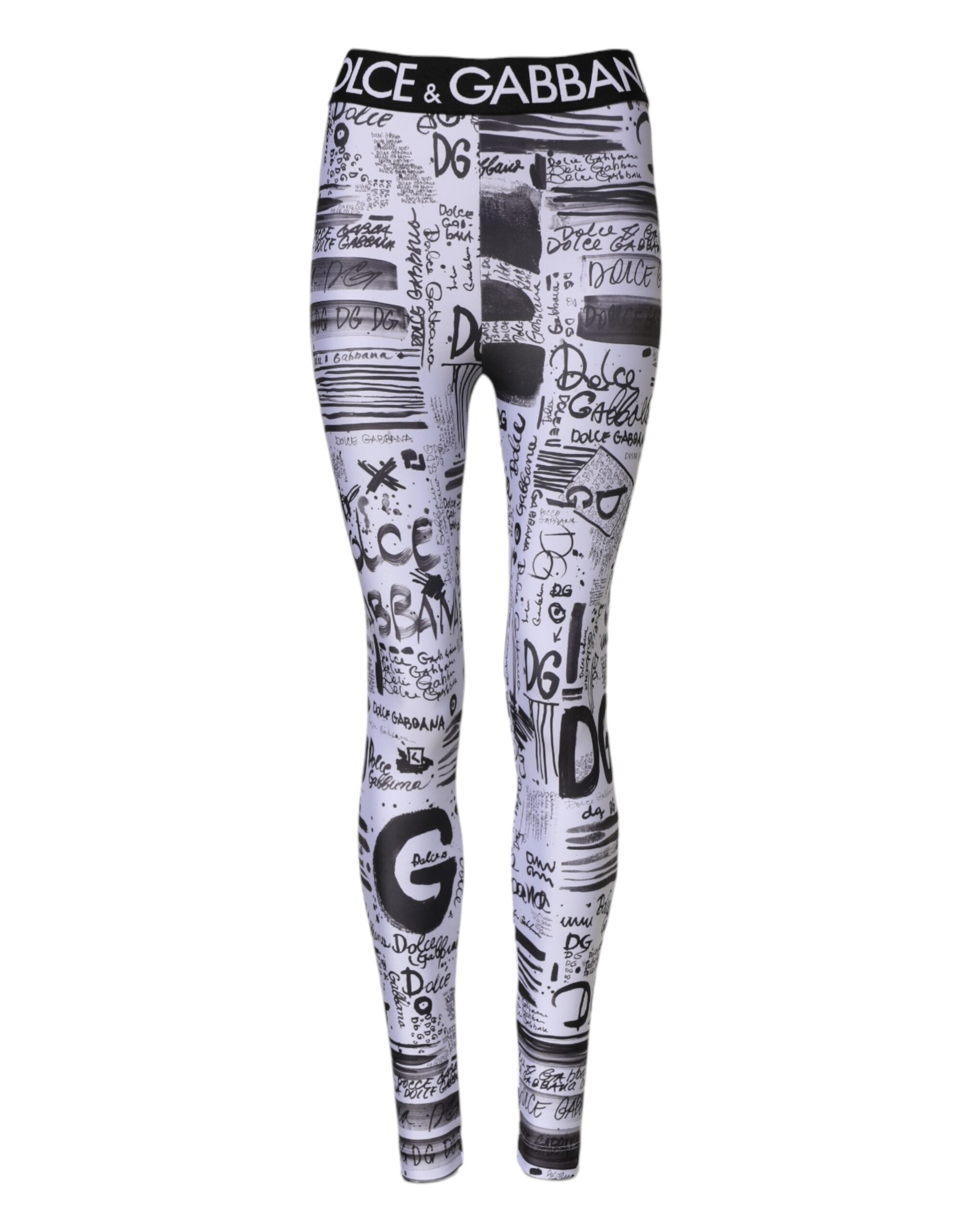 Dolce & Gabbana White Graphic HighWaist Skinny Leggings Pants
