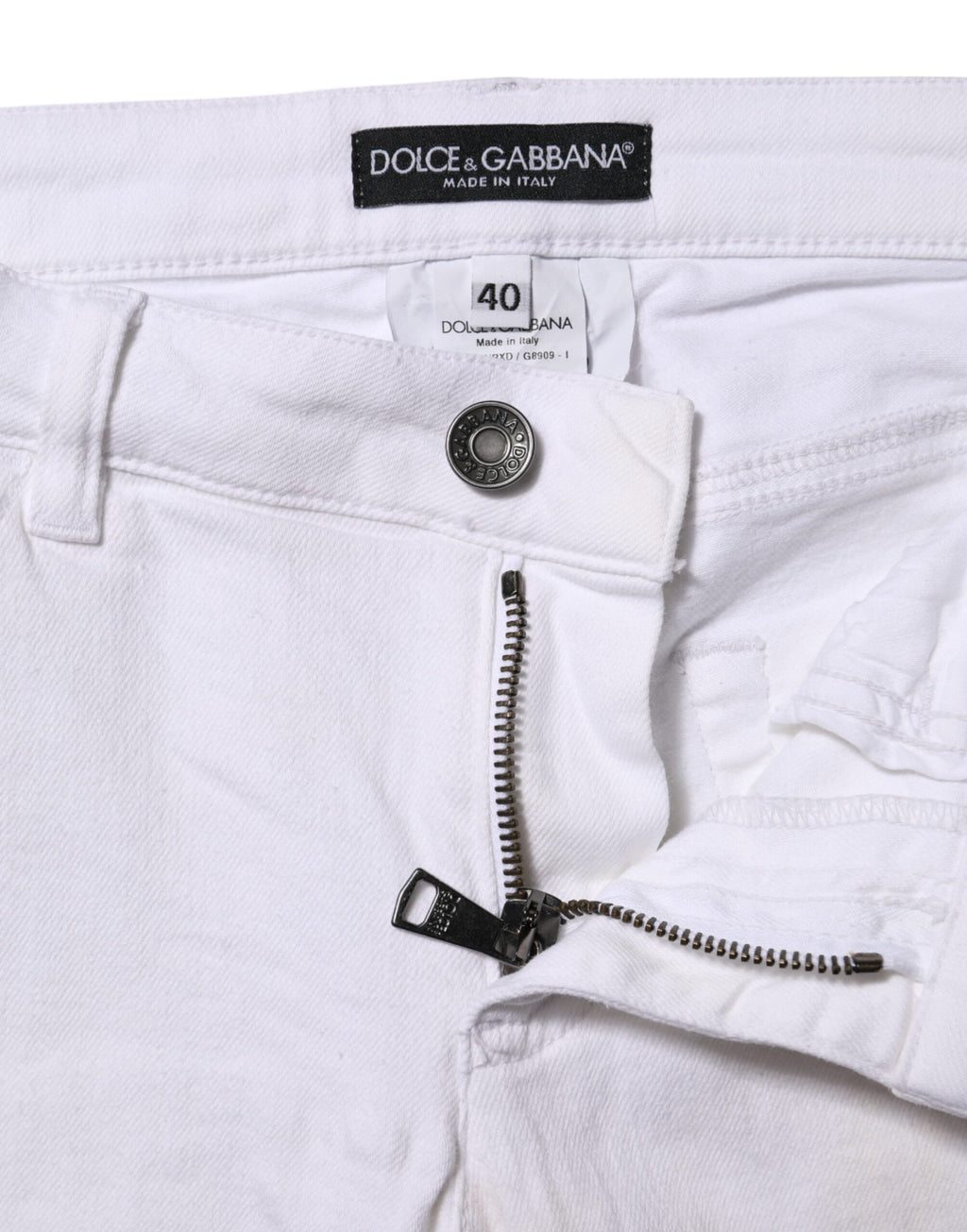 Dolce & Gabbana White Cotton Low Waist Skinny Denim Jeans